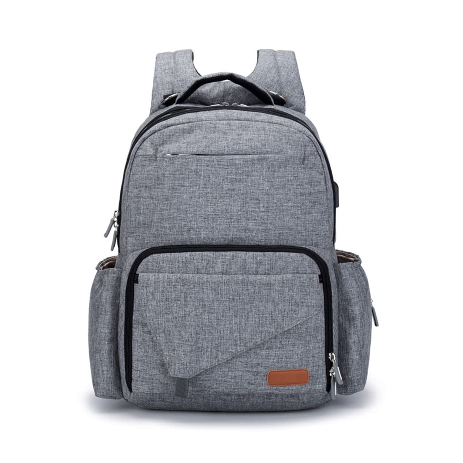 HUACHEN-LS Baby Diaper Backpack - Large Capacity Waterproof Maternity Nappy Bag with Insulated Bottle Pockets, Fashion Patchwork Design for Moms - Light Grey (LD25) | Perfect for Travel, Nursing & Diaper Changing On-The-Go