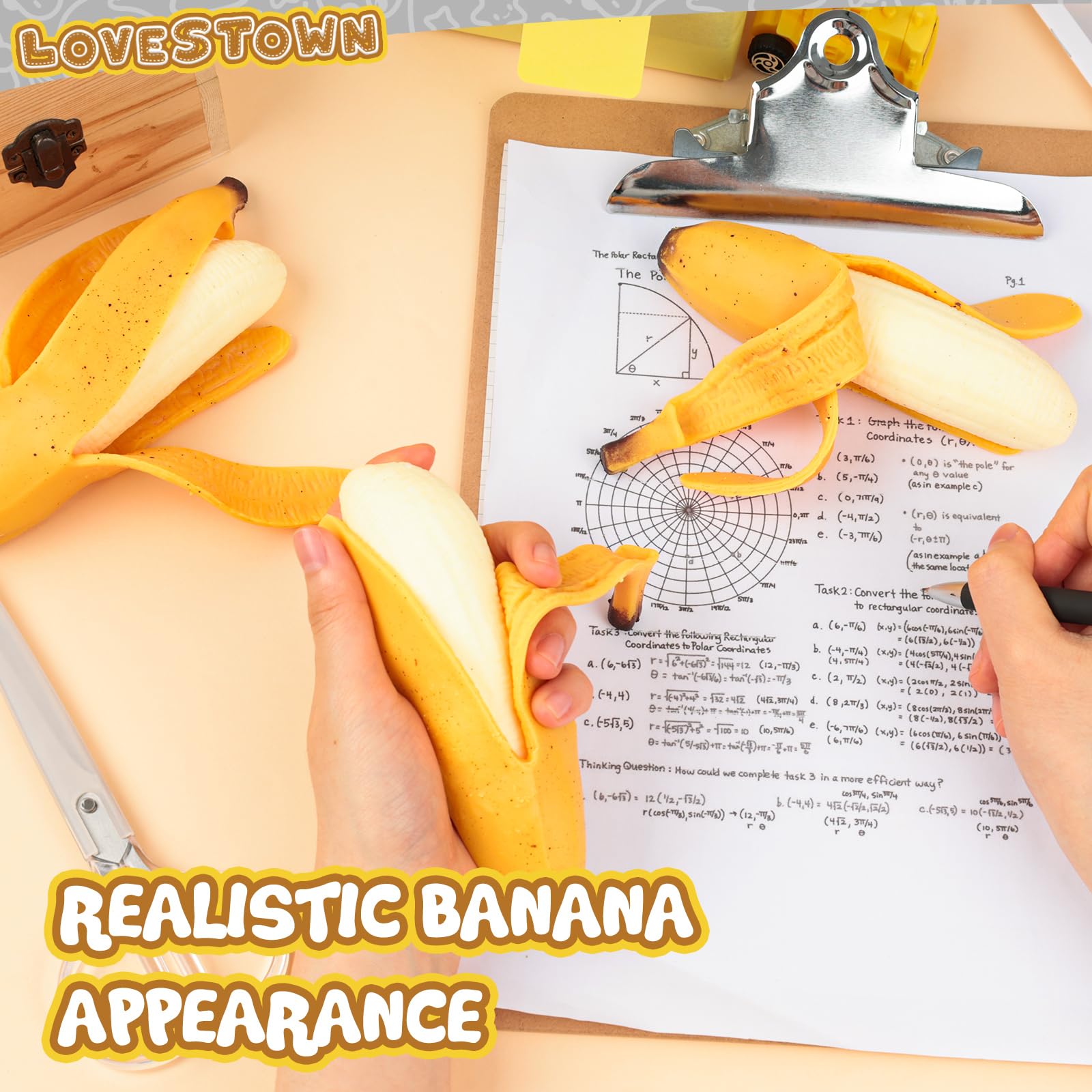 LOVESTOWN 2PCS Scented Banana Stress Relief Toys - Soft Squeeze Anxiety Fidget Toys for Adults & Kids, Fun Birthday Gifts & Novelty Items (Perfect for Office, Classroom, Travel & Sensory Play)