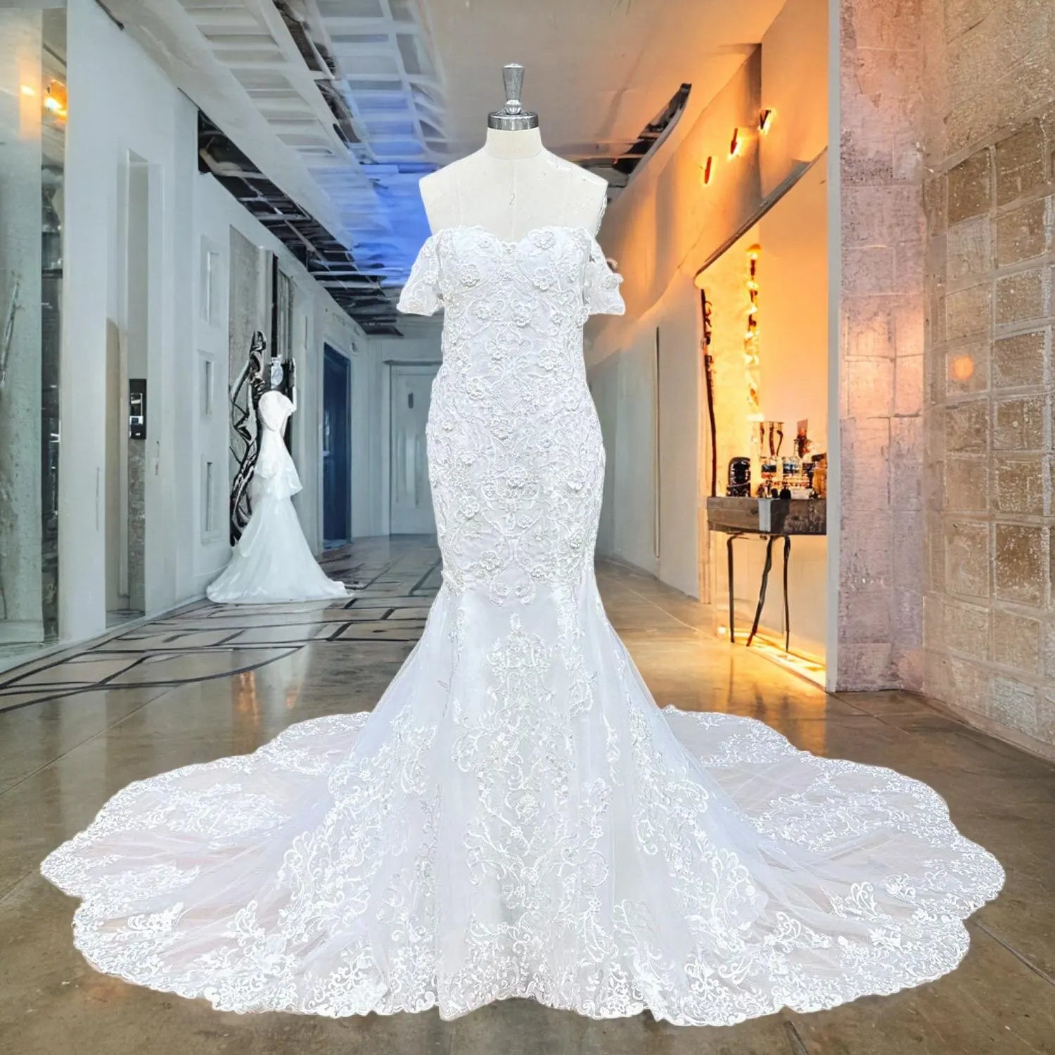 Sweetheart Neckline Mermaid Wedding Dress with Appliques, Pearls & 3D Flowers - Perfect for Bridal Gown, Beach Wedding, and Formal Occasions