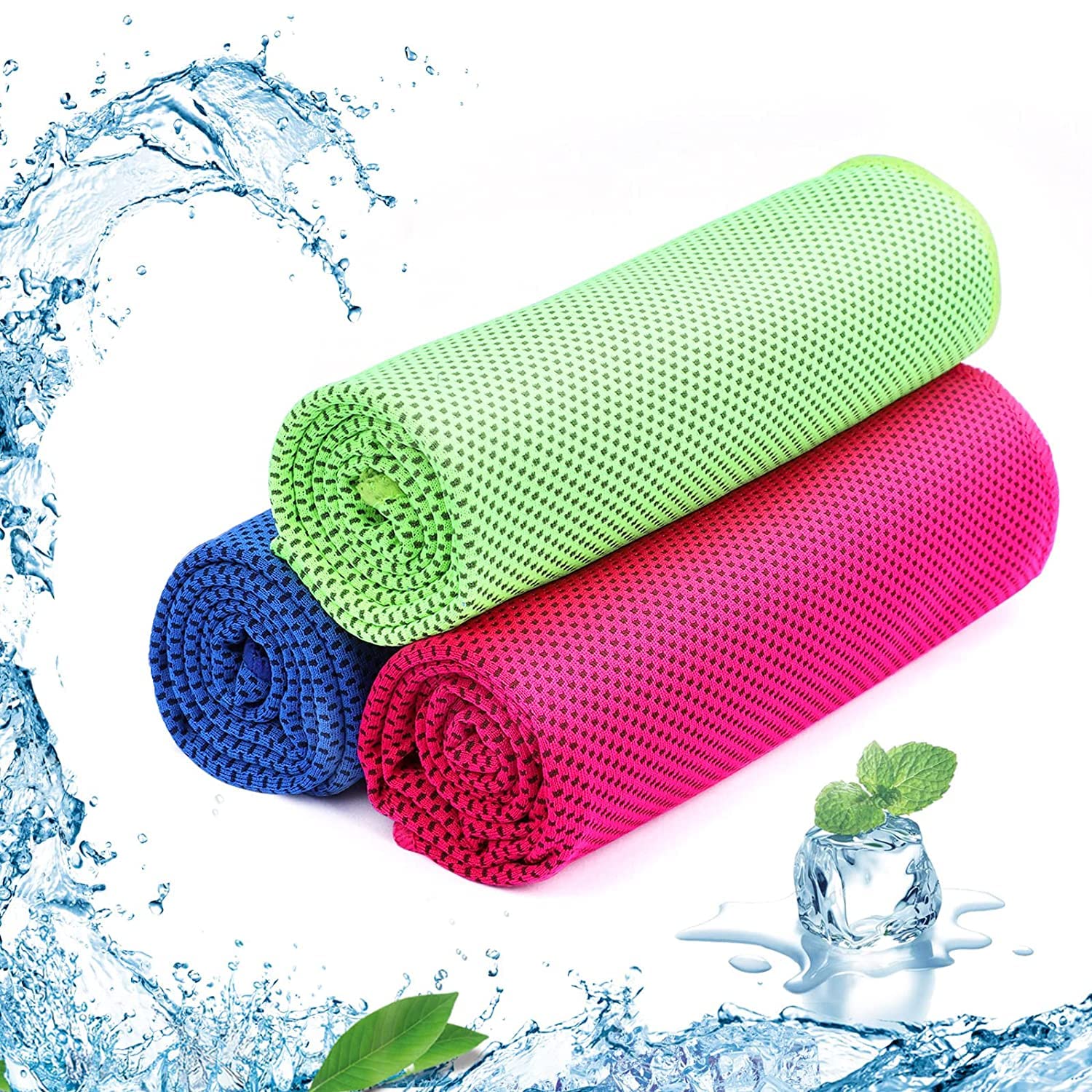 Oicia Cooling Towel Set of 3 - Premium Microfiber Ice Sports Towels for Workout, Yoga & Gym - Quick-Drying, Breathable & Chilly Workout Towels - Perfect for Hot Yoga, Running, Hiking & Outdoor Activities