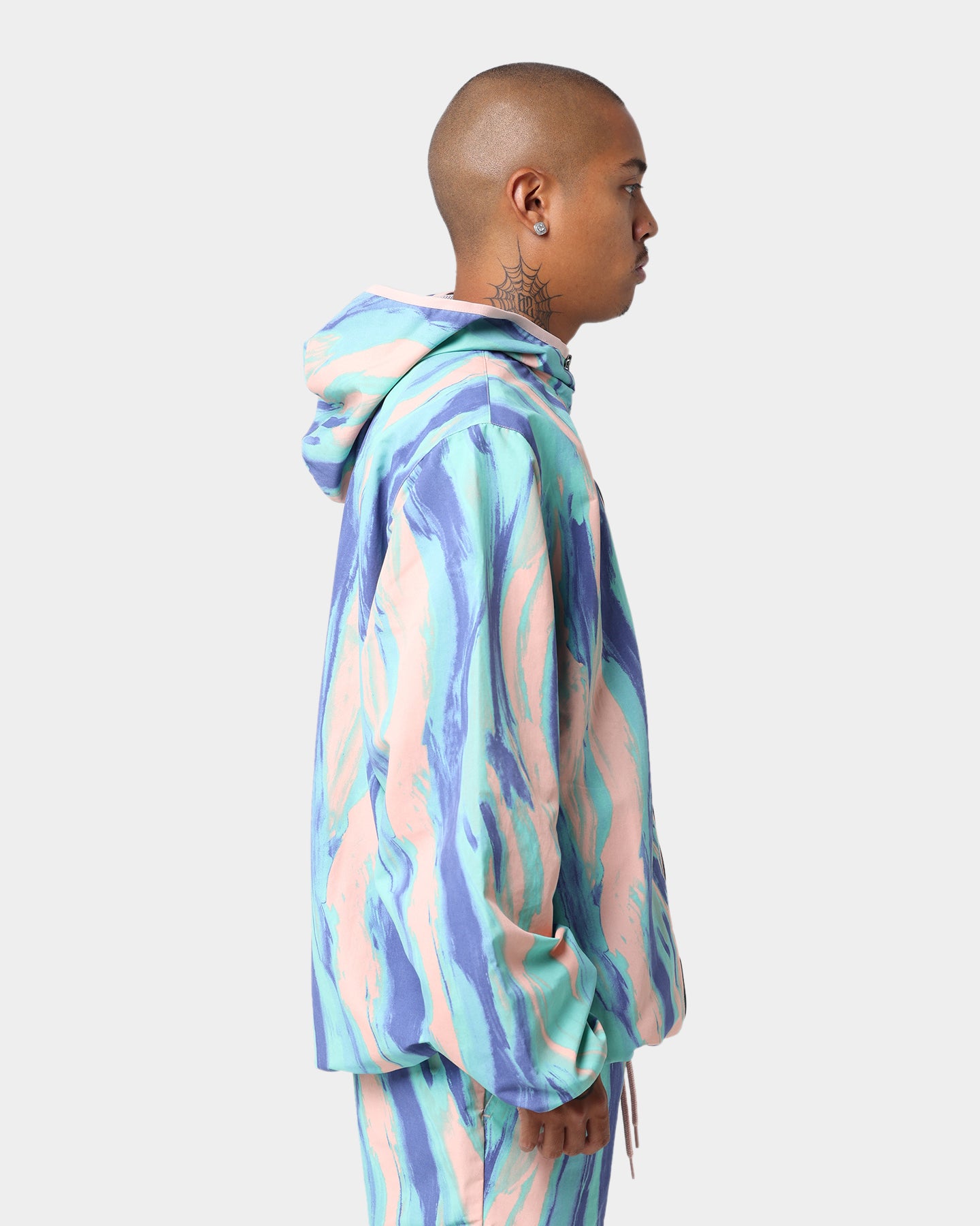 Adidas Marbled Paint Patrick Kyle Windbreaker Jacket - Vapor Pink & Multi-Color Lightweight Windbreaker for Running, Hiking & Outdoor Activities