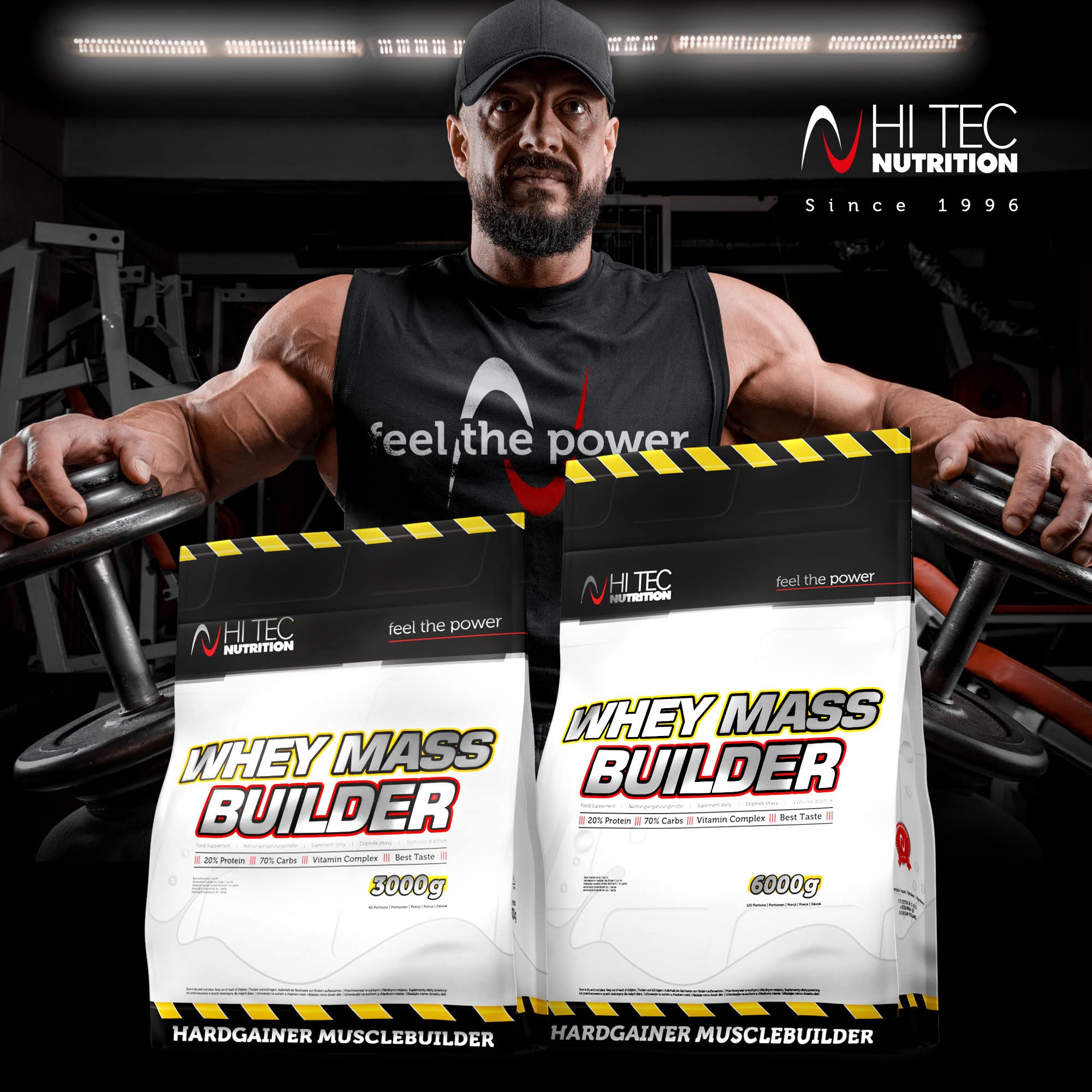 HI TEC NUTRITION Mass Gainer Protein Powder - 3000g Whey Protein Supplement for Muscle Growth & Weight Gain - Chocolate Flavor - 60 Servings - Ideal for Post-Workout Recovery & Bodybuilding Nutrition
