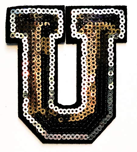 Black Sequins Letter U