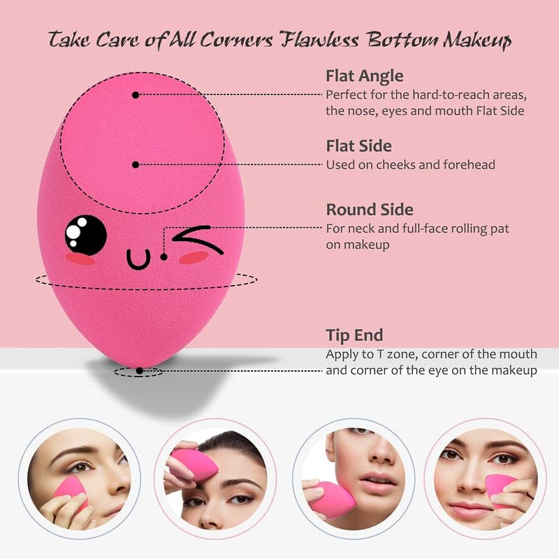 CHRONEX 6-Piece Latex-Free Makeup Sponge Set with Storage Box - Beauty Blender for Foundation, Concealer, Powder & Cream - Multipurpose Cosmetic Sponge for Flawless Makeup Application (Perfect for Daily Use, Travel & Professional Makeup Artists)