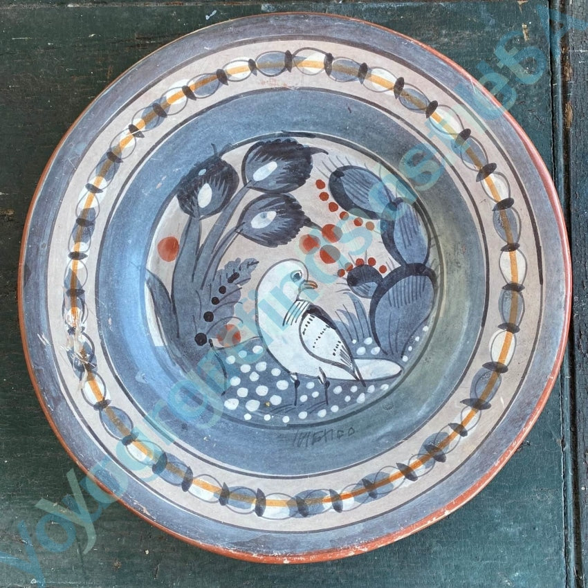 Vintage Handmade Tonola Mexican Pottery Charger Plate - Authentic Mexican Ceramic Dinner Plate for Dining, Wall Decor & Special Occasions