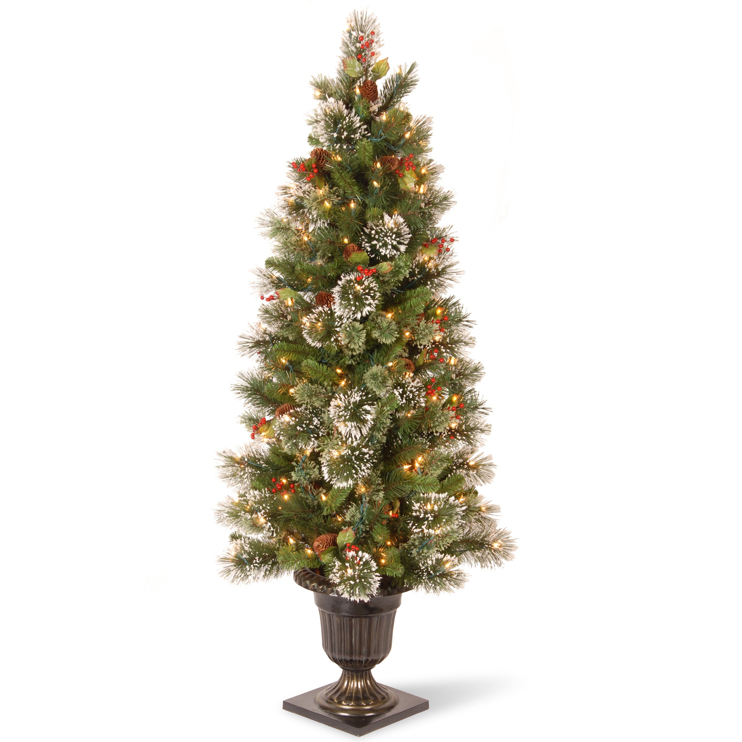 5 ft. Pre-Lit Wintry Pine Christmas Tree with 200 Clear LED Lights - Perfect for Holiday Home Decor & Festive Indoor Decorations
