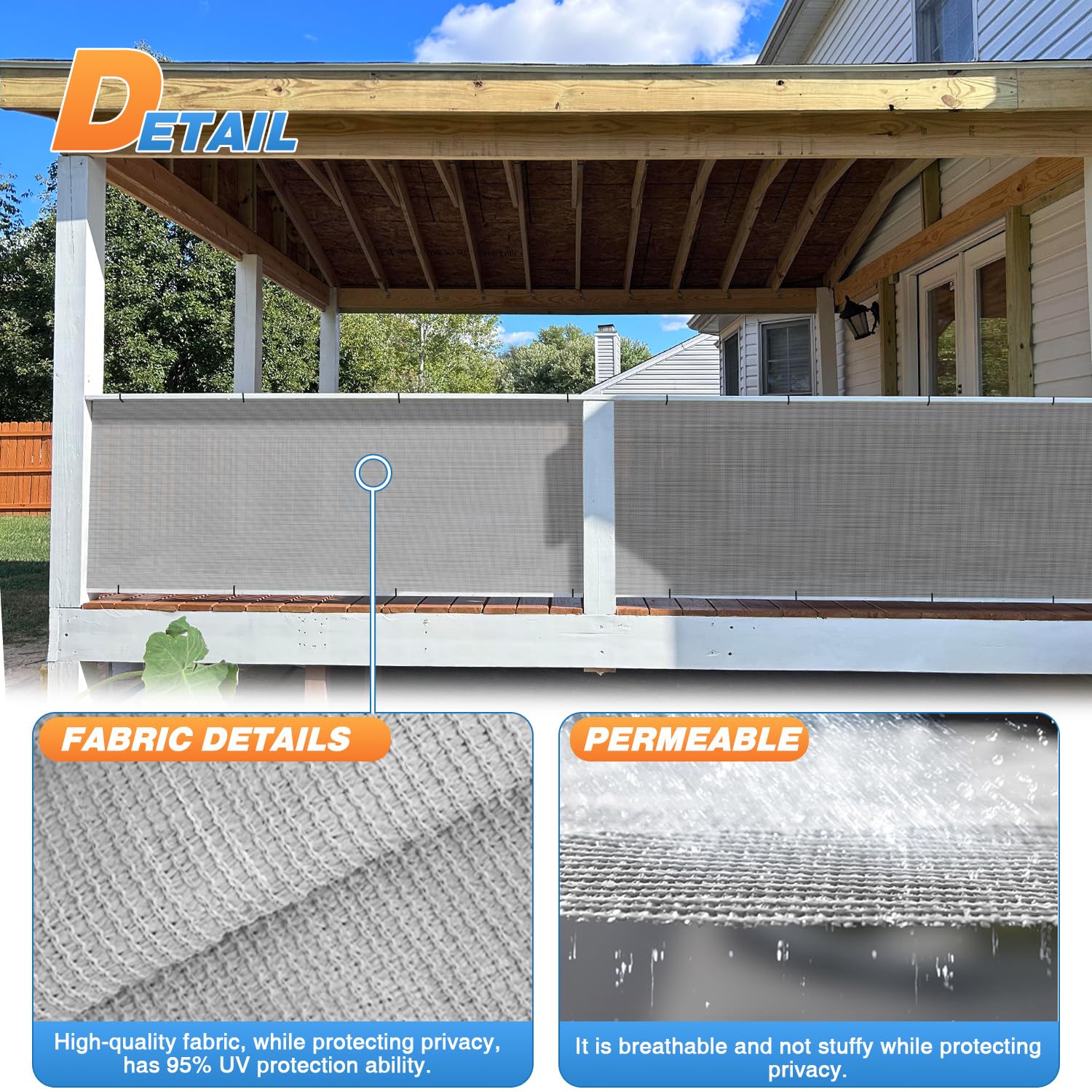 TANG Sunshades Depot 8x143 Ft Light Gray Sunscreen Shade Fabric Roll - 95% UV Block Privacy Screen & Windscreen Mesh for Outdoor Garden, Greenhouse, Barn, Patio, and Pool Cover - Durable Shade Cloth with No Grommets