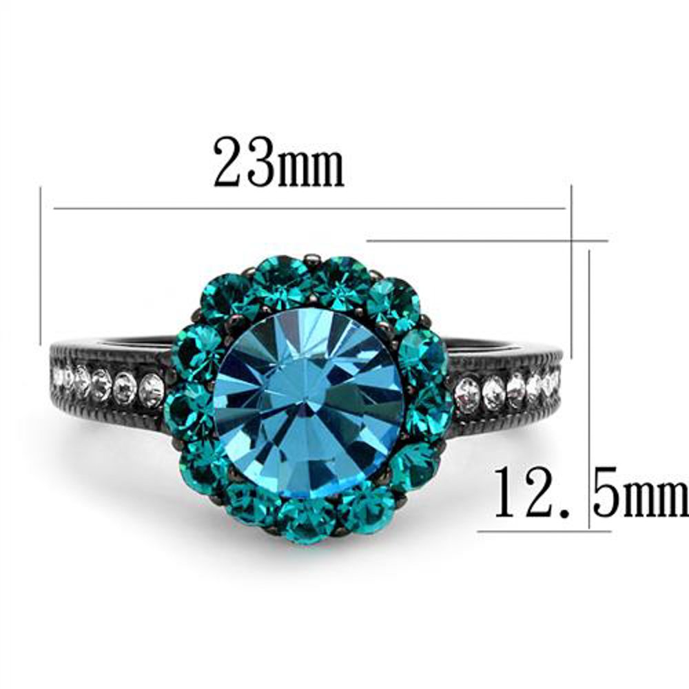Marimor Black Stainless Steel 3.22ct Crystal Engagement Ring for Women