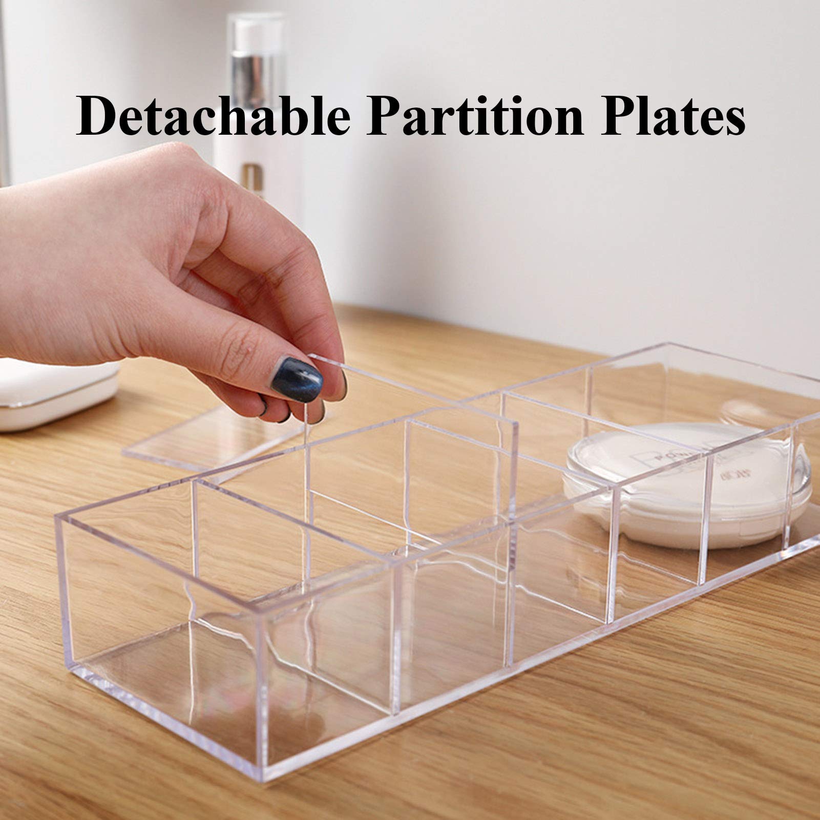 2-Pack Clear Acrylic Makeup Organizer - Cosmetic Storage Display Case Box for Dresser, Vanity & Bathroom Countertop | Perfect for Lipsticks, Brushes & Skincare Products (Transparent)