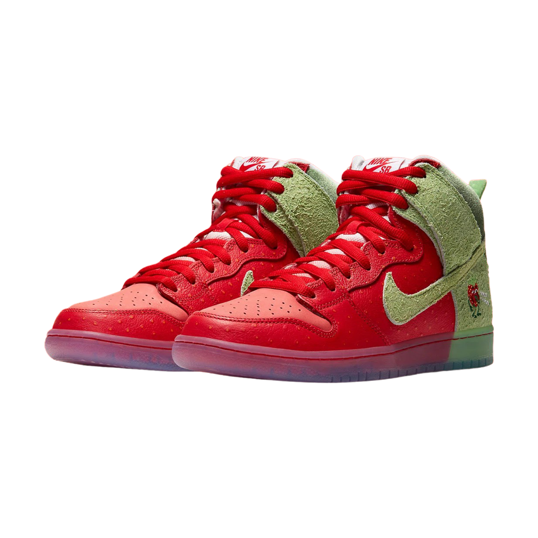 Nike Dunk High Top Sneakers - Strawberry Cough Colorway, University Spanish Green & White - Perfect for Streetwear, Casual Outfits & Sneaker Collectors
