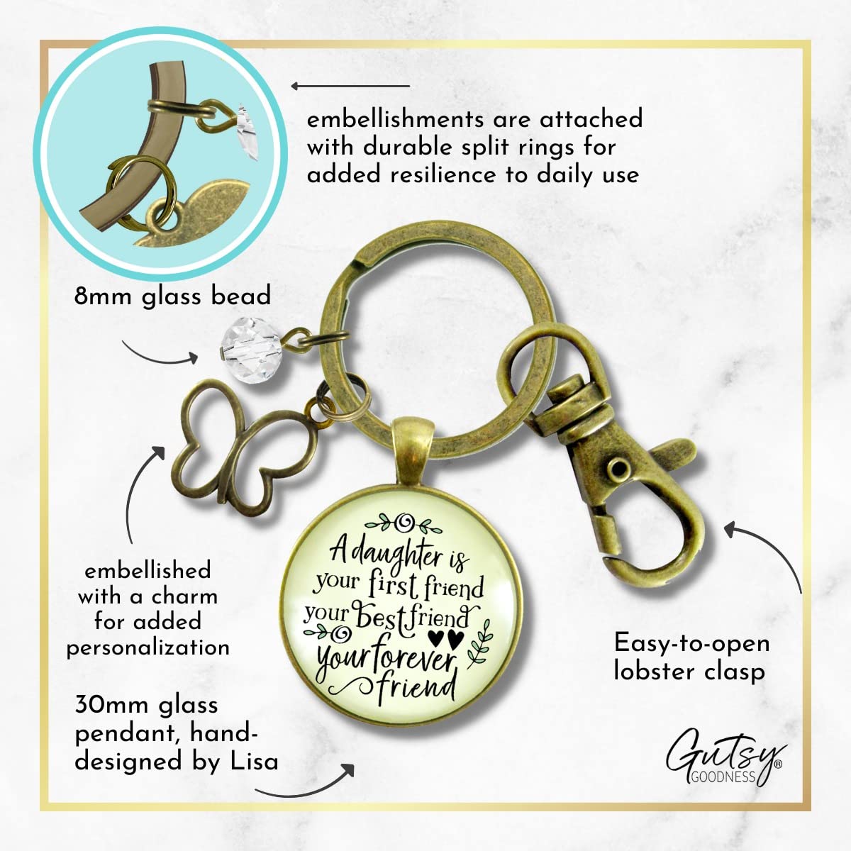 Daughter First Best Forever Friend Keychain - Matching Mom & Daughter Jewelry Gift for Birthdays, Anniversaries & Special Occasions