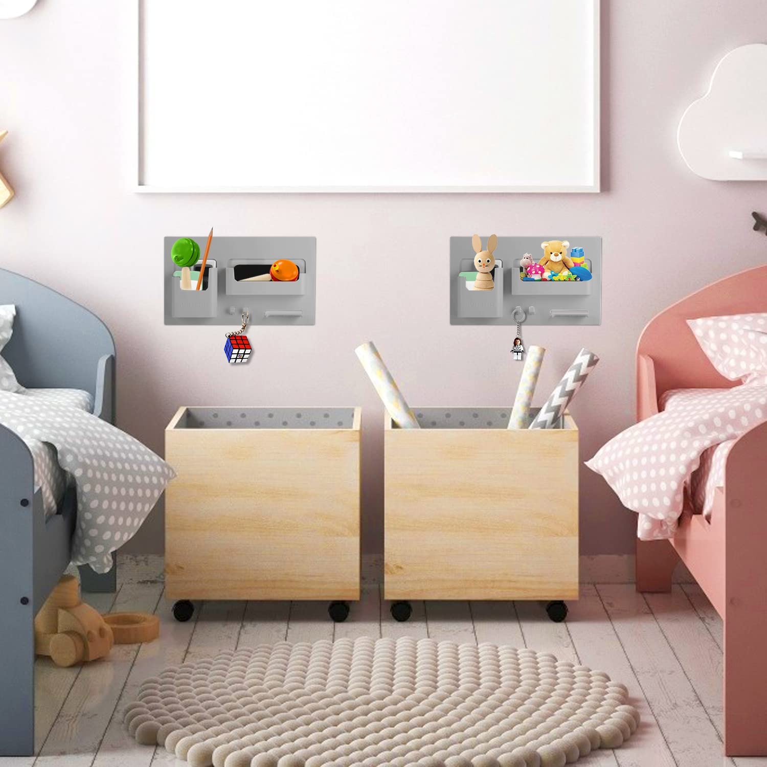 Gray Bathroom Shelves & Bedside Wall Shelf Organizer - Space-Saving Storage for Bathroom, Bedroom, Kitchen & Office