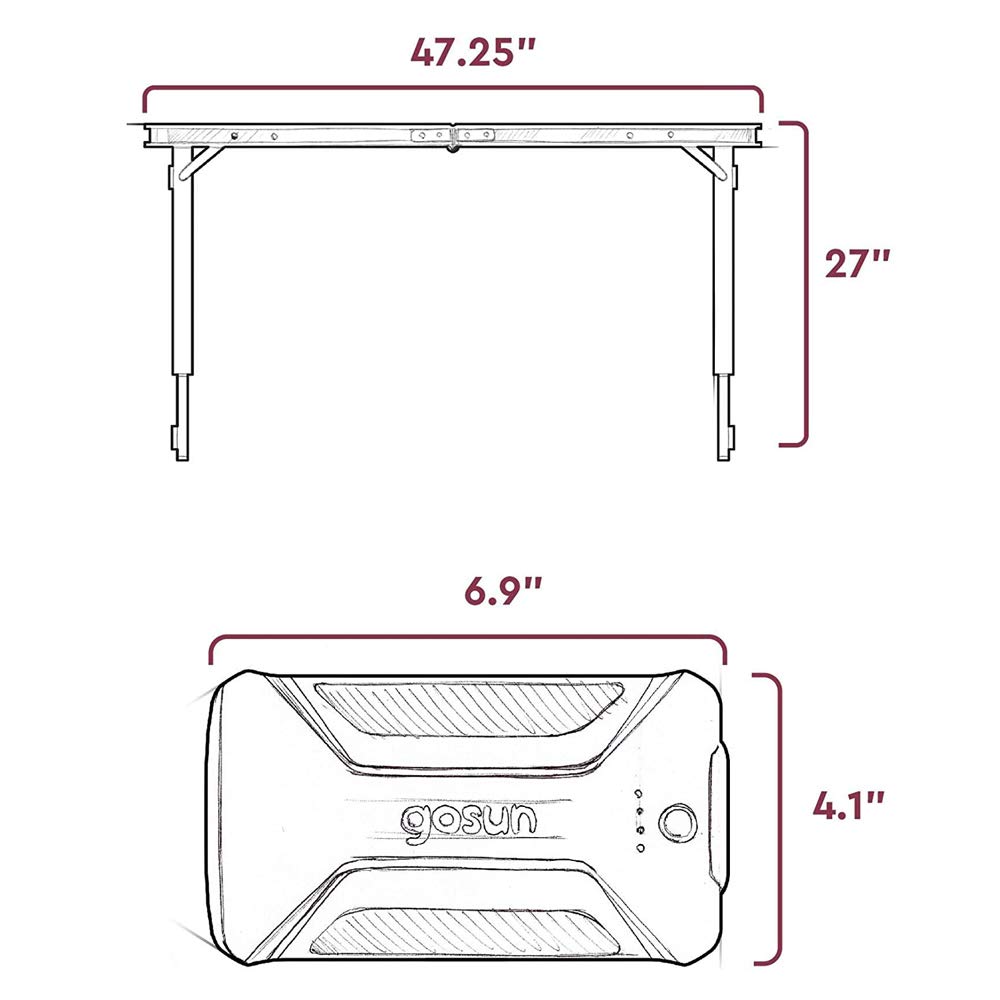 GOSUN 60W Portable Solar Folding Table - Outdoor Camping Kitchen Essential for Off-Grid Adventures | Perfect for Picnics, RV Trips & Backyard BBQs