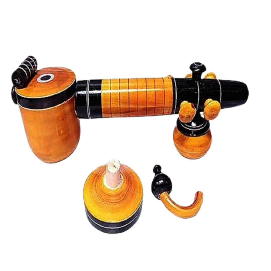 Eco-Friendly Eucalyptus Wooden Veena Home Decor Showpiece - Handcrafted Wall & Living Room Decoration, Unique Housewarming Gift for Couples - 9 cm - Perfect for Yoga Studios, Meditation Spaces & Bohemian Home Decor