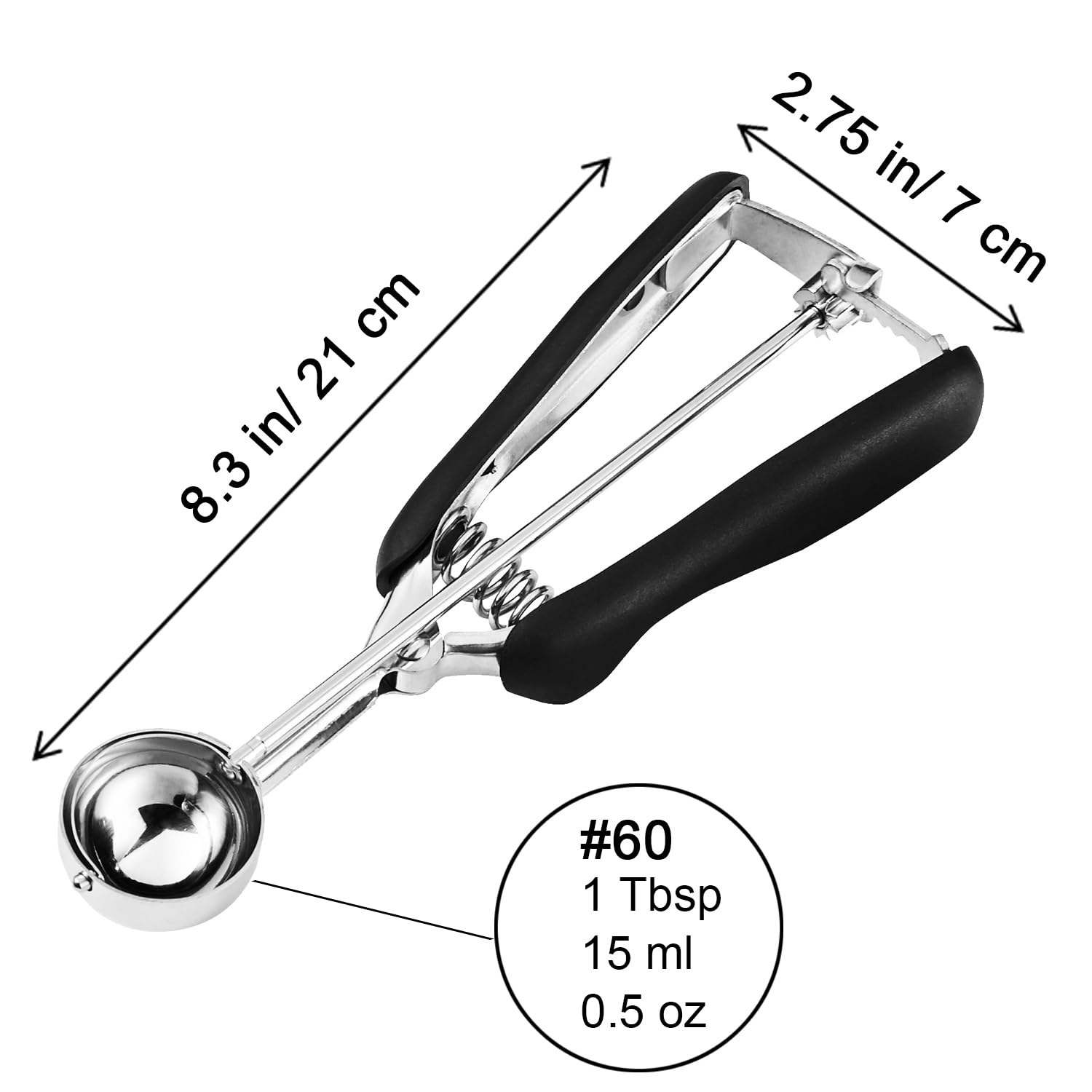 1 Tbsp Small Cookie Scoop for Baking - Durable Stainless Steel Cookie Dough Scoop with Soft Grip & Comfortable Trigger Release - Perfect for Cookies, Ice Cream, Muffins, Melon Balls & Meatballs - Essential Baking Tool for Home & Professional Kitchens