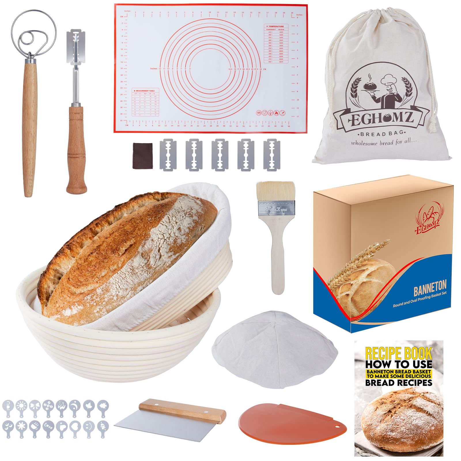 17-Piece Banneton Bread Proofing Basket Set - 9