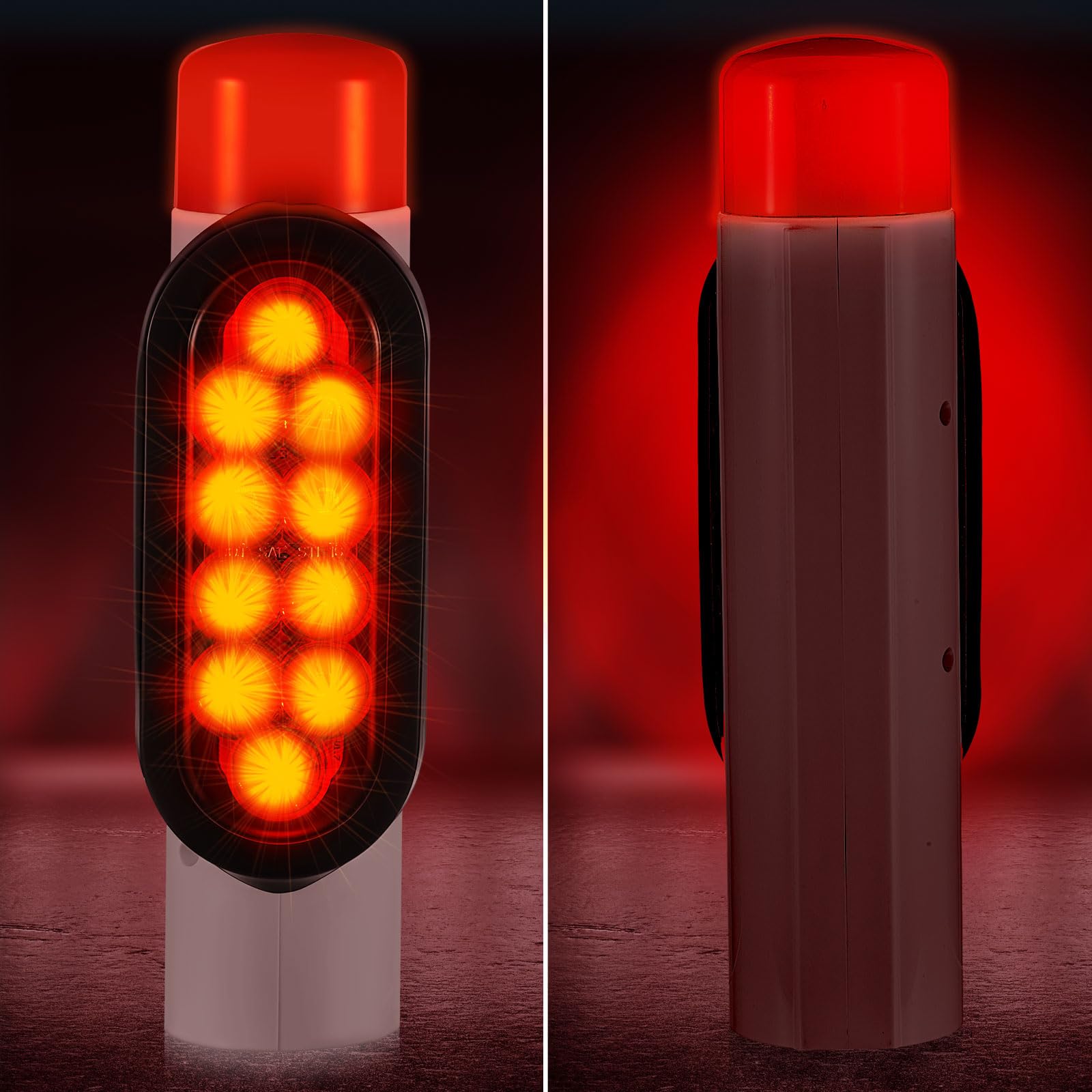 2 Pcs Boat Trailer Guide Post Pole Light Set with 2 Red LED Oval Tail Lights - IP67 Waterproof, 12V LED Pipe Lights for Turn Signal, Brake & Reverse - Perfect for Marine Trailers, Boat Ramps & Towing Safety