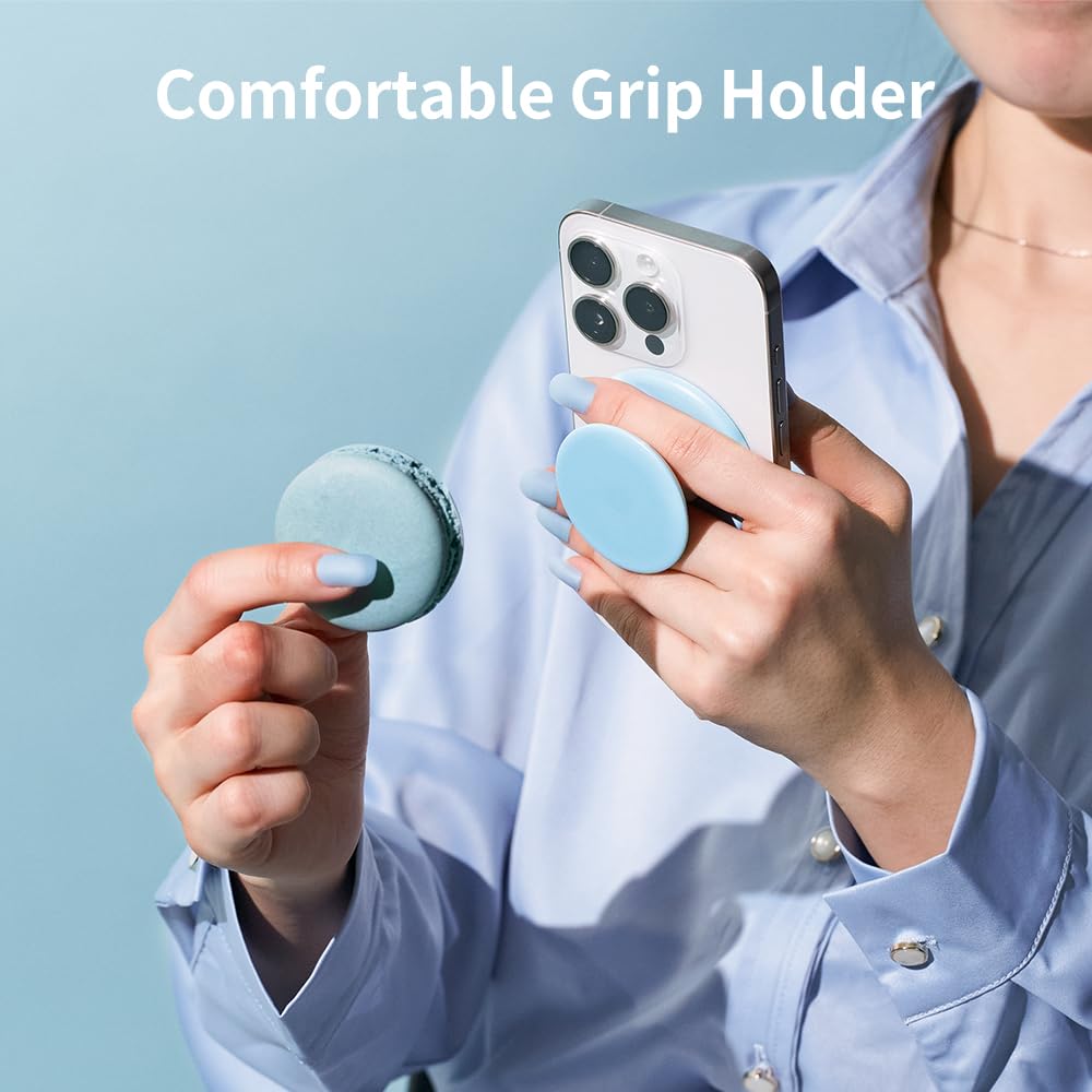 Sinjimoru Soft Silicone Magnetic Phone Grip for iPhone 16/15/14/13/12 - M-Tap Tok Lavender MagSafe Finger Holder | Comfortable One-Hand Use for Driving, Video Calls & Daily Activities