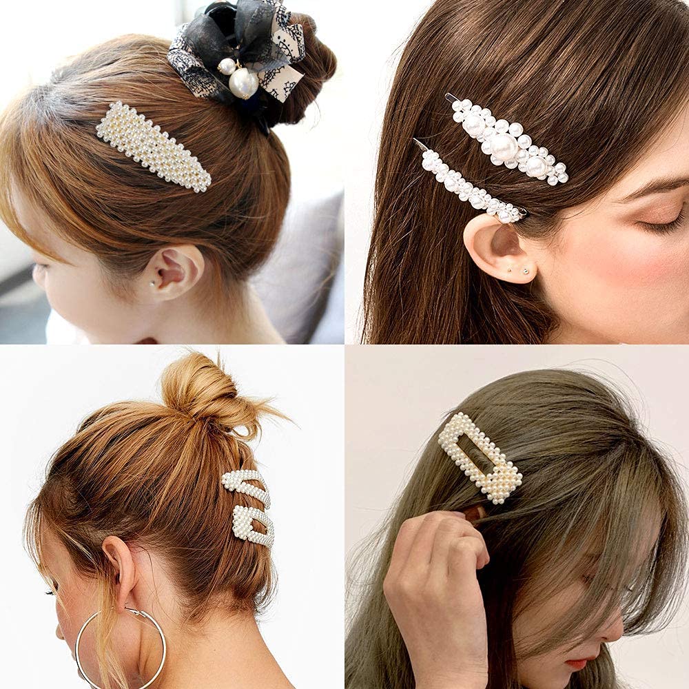 Kanthan Pearl Hair Clips Barrettes & Hair Pins Set - 5 Pack of 3 Styles for Women & Girls | Elegant Hair Accessories for Weddings, Parties & Everyday Wear
