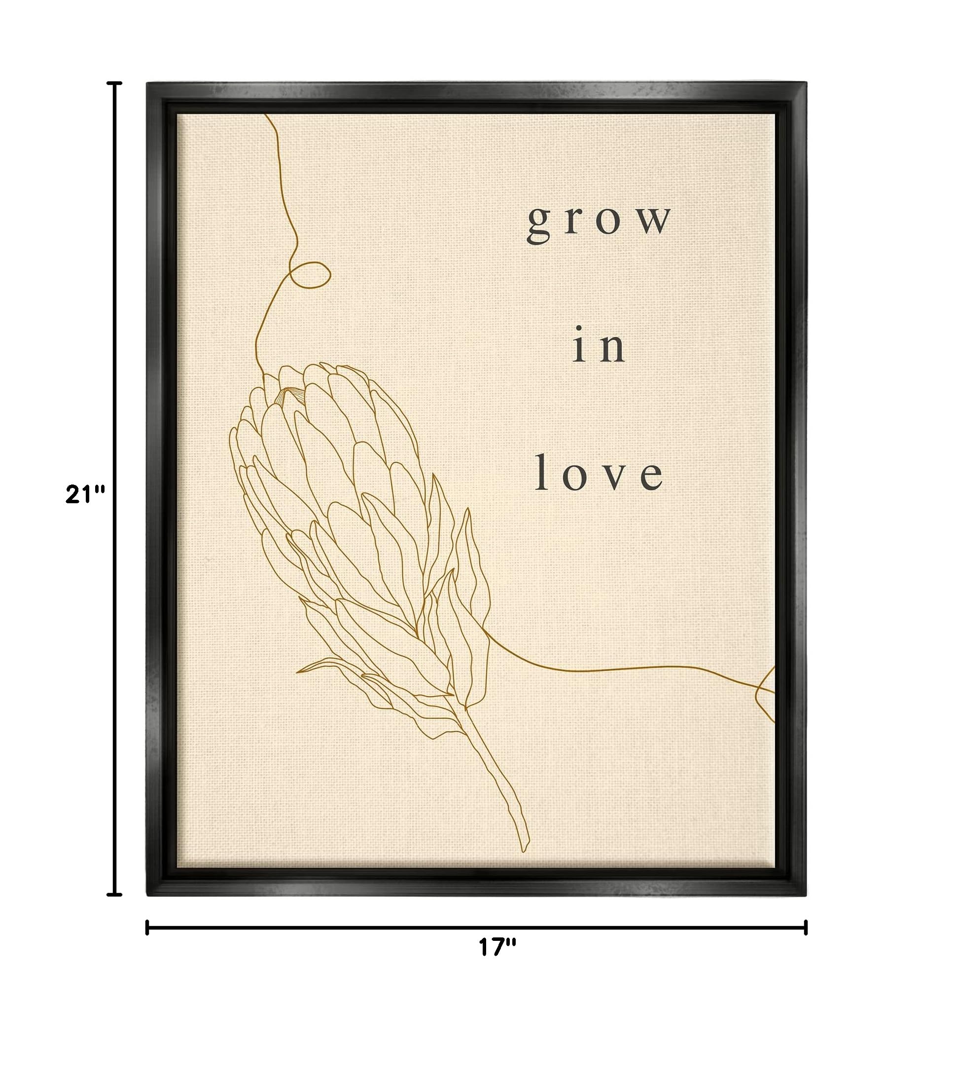 Stupell Industries 'Grow In Love' Framed Wall Art - Botanical Line Drawing Quote Decor by Lil' Rue - Perfect for Nursery, Bedroom & Home Office Decor