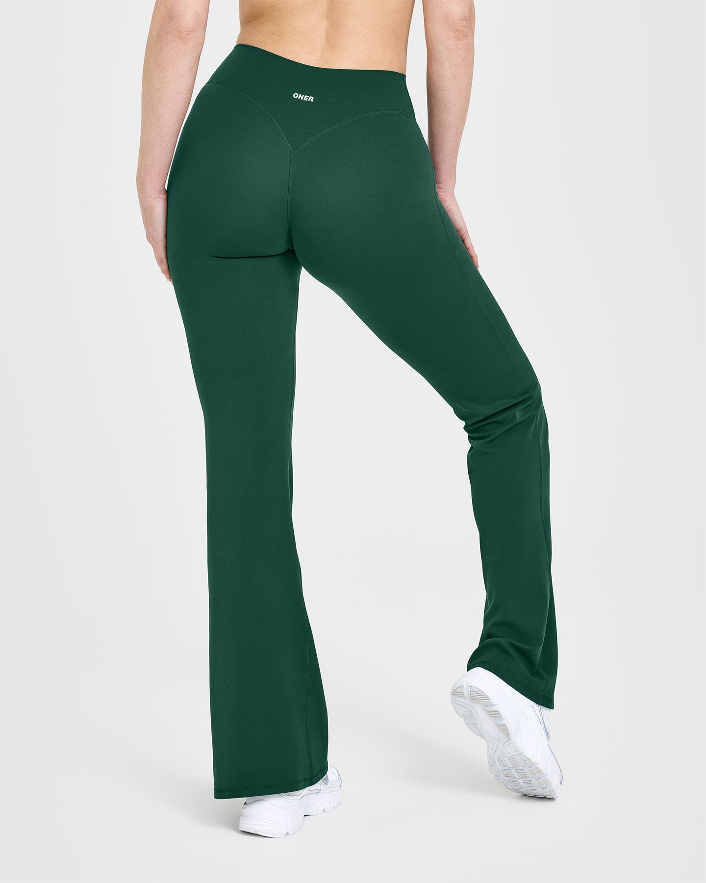 SoftMotion™ Flared Yoga Pants for Women - Dark Racing Green | High Waisted Stretchy Workout Leggings for Running, Gym & Lounge