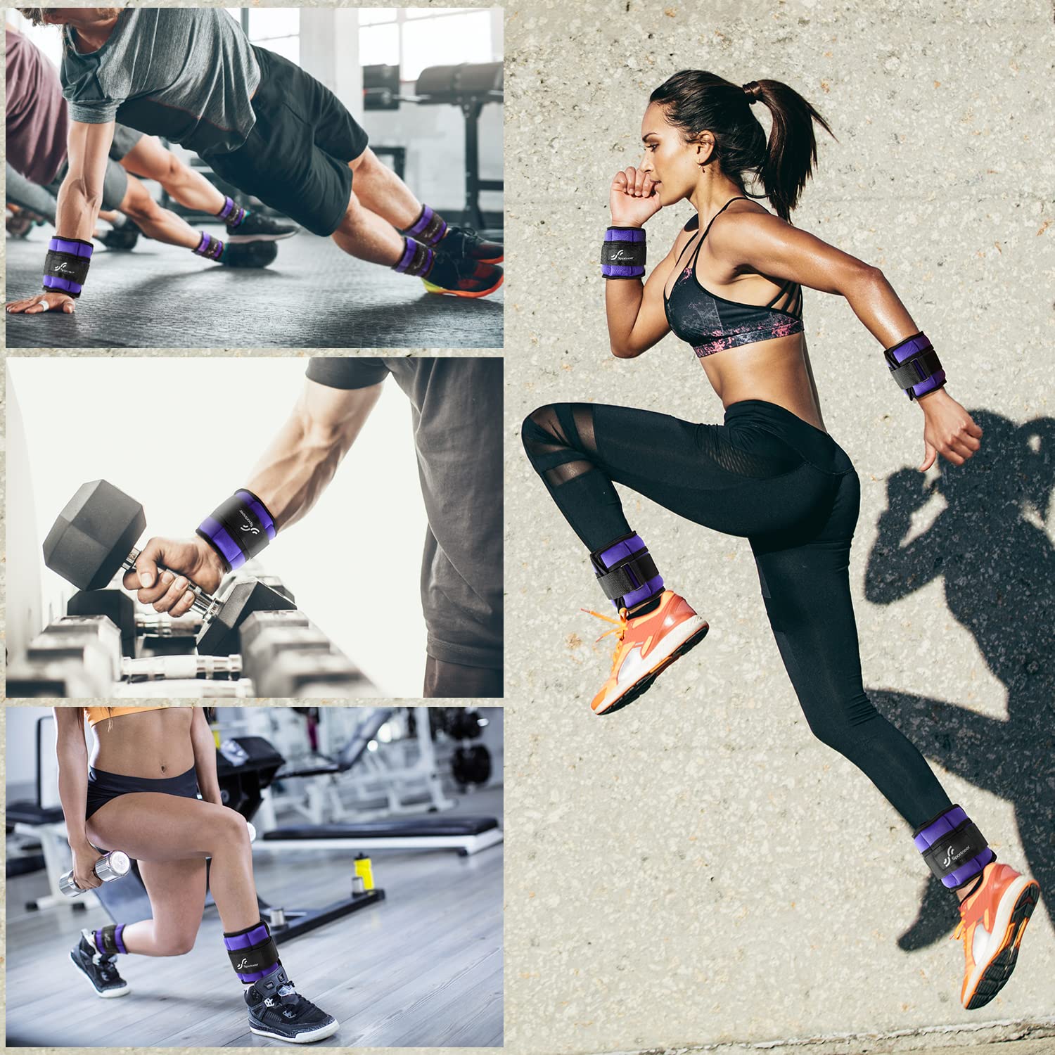 Sportneer Adjustable Ankle Weights 7 lbs/Pair - Secure Strap Leg Weights for Strength Training, Yoga, Running & Workouts - Ideal for Gym, Home Fitness, Physical Therapy & Rehabilitation Exercises
