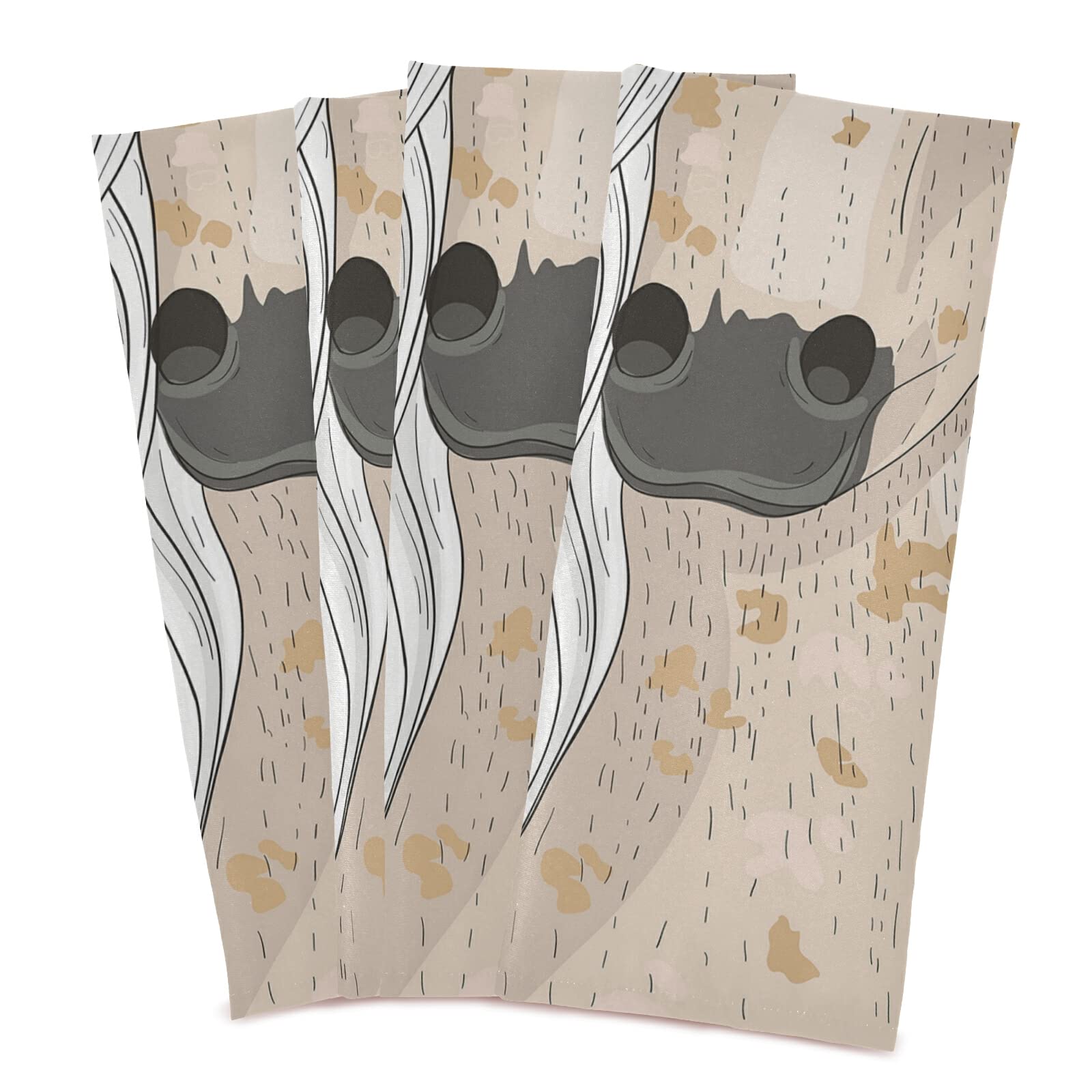 Fairytale Horse with Flowers Set of 6 Polyester Kitchen Dish Towels - Hemmed Waffle Weave Dishcloths, Hand & Bar Tea Towels with Hanging Loop for Kitchen, Dining & Hostess Gifts