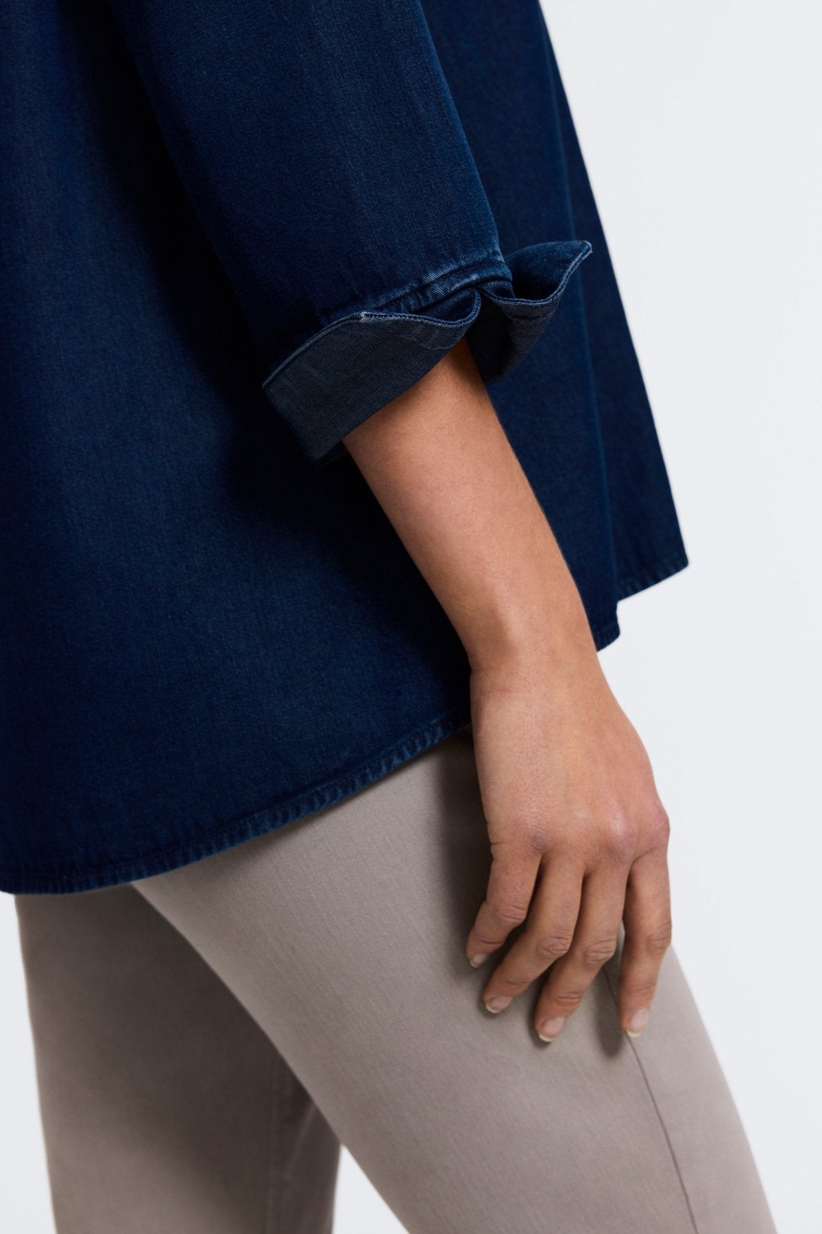 Agnes Tencel® Denim 3/4 Sleeve Popover Shirt for Women - Soft Sustainable Tencel Cotton Blend Top - Casual Office Wear & Weekend Outfits
