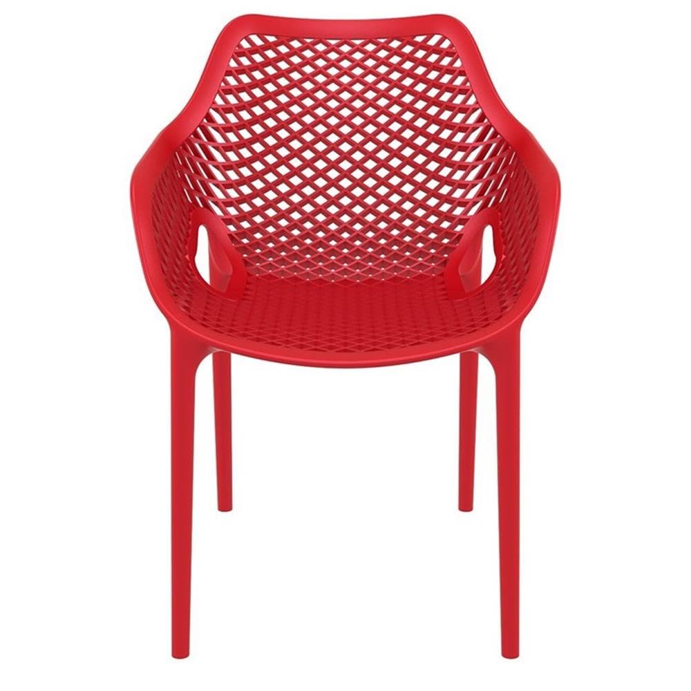 Compamia Air XL Outdoor Patio Dining Arm Chair - Weather-Resistant Red Plastic Chairs (Set of 2) for Backyard, Garden, Poolside & Restaurant Use