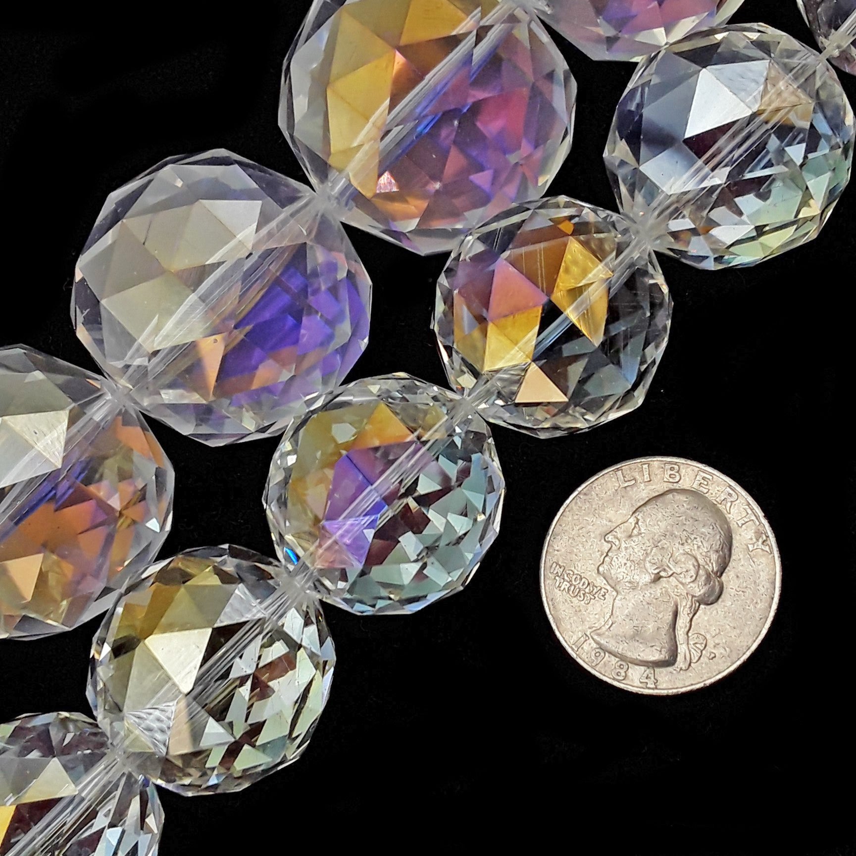 Clear AB Crystal Glass Faceted Balls - 24mm & 30mm Chandelier Beads for Sun Catchers, DIY Home Decor, Wedding Centerpieces & Window Hangings