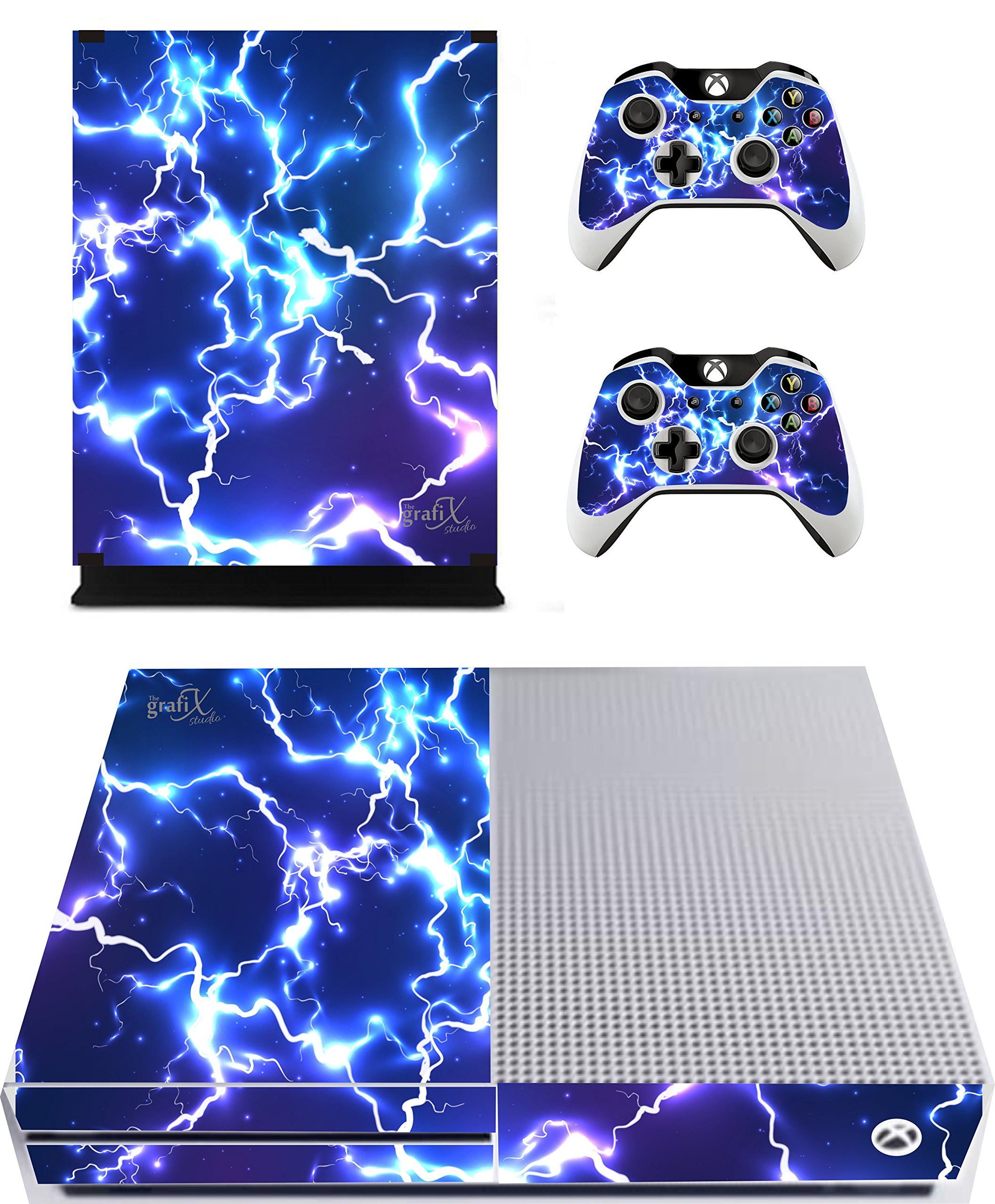 Blue Electric Vinyl Skin Sticker for Xbox One S Console & Controller - Custom Decal Wrap for Gaming Protection & Style | Perfect for Gamers & Collectors