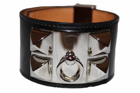 Authentic Hermes Black Box Leather Collier De Chien CDC Bracelet - Luxury French Designer Cuff for Women, Perfect for Parties, Date Nights & Special Occasions