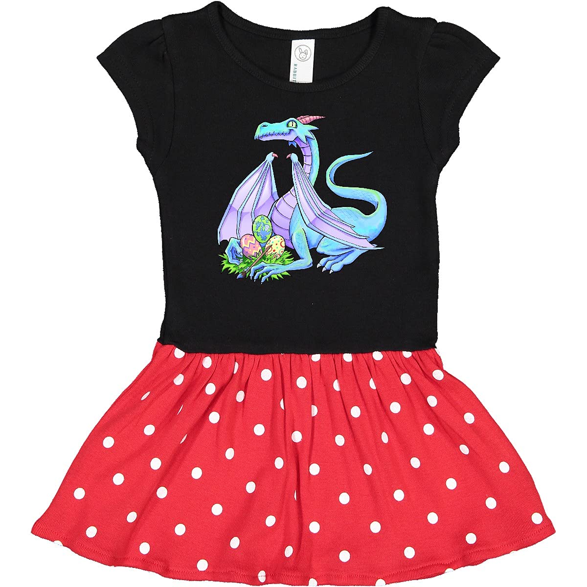Inktastic Blue Easter Dragon with Painted Eggs Baby Girl Dress - Cute Easter Outfit for Infants, Holiday Photo Shoot & Spring Celebrations