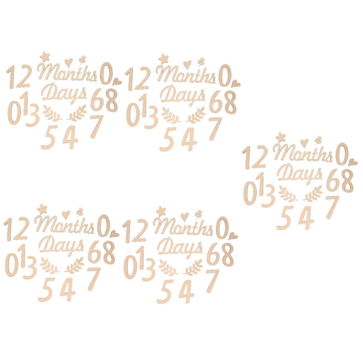 ifundom 5 Sets Wooden Baby Milestone Cards - Monthly Number Signs for Newborn Photography, Baby Shower Decor & First Birthday Party Decorations
