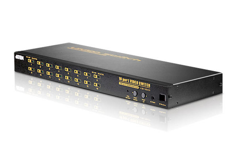 Aten VS1601 16-Port VGA Audio Video Switch with IR Remote, 1920x1440@60Hz, 250MHz Bandwidth - Perfect for Home Theater, Conference Rooms & Multi-Device Setups
