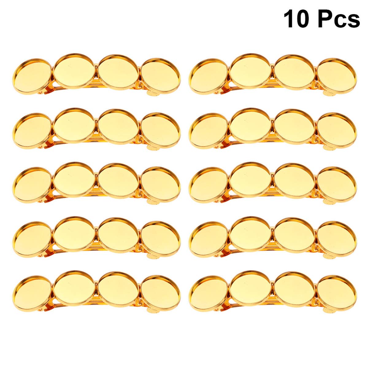 EXCLUZO 10pcs Elegant Hair Clips Set - Sparkly Round Metal Spring Hairpins, Ponytail Holders & Barrettes for Women (Golden) | Perfect for Weddings, Parties & Everyday Hairstyling