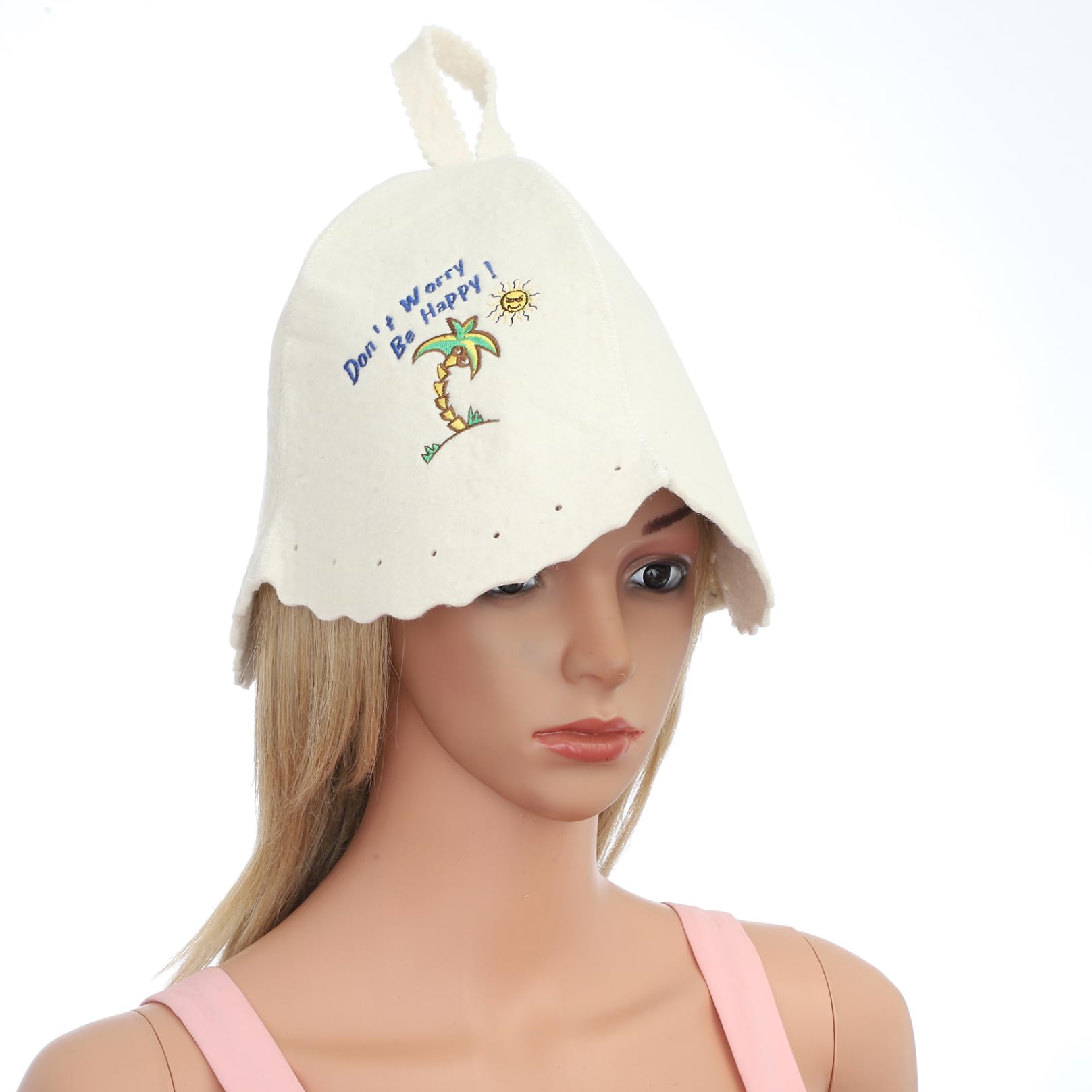 Agoky Wool Sauna Hat for Men & Women - Breathable Anti-Heat Sauna Hood Cap - White Sauna Accessories for Spa, Steam Room & Home Relaxation