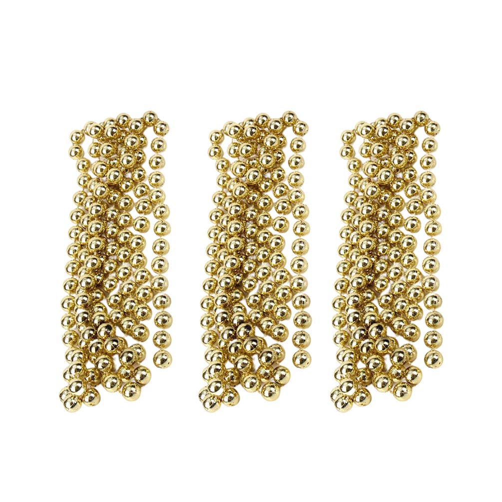 NUOBESTY 3-Piece Pearl Christmas Garland - Gold & Silver Beaded Hanging Chains for Xmas Tree Decor, Holiday Party, Home & Office Decoration - Elegant Festive Ornaments for Christmas Celebrations