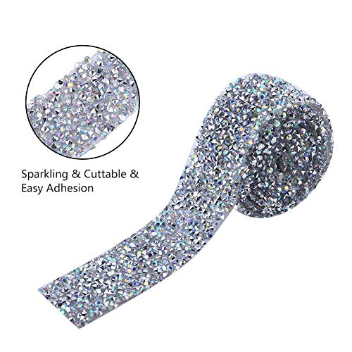 Silver Sparkling Rhinestone Mesh Ribbon Wrap Roll - Diamond Bling Ribbons for Arts & Crafts, Vase Decorations, Party Supplies & Gift Wrapping - Perfect for DIY Projects, Wedding Decor, and Home Decoration
