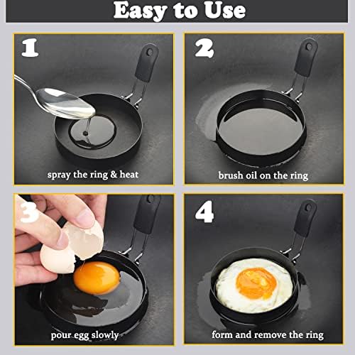 4-Piece Stainless Steel Nonstick Egg Rings Set - 6