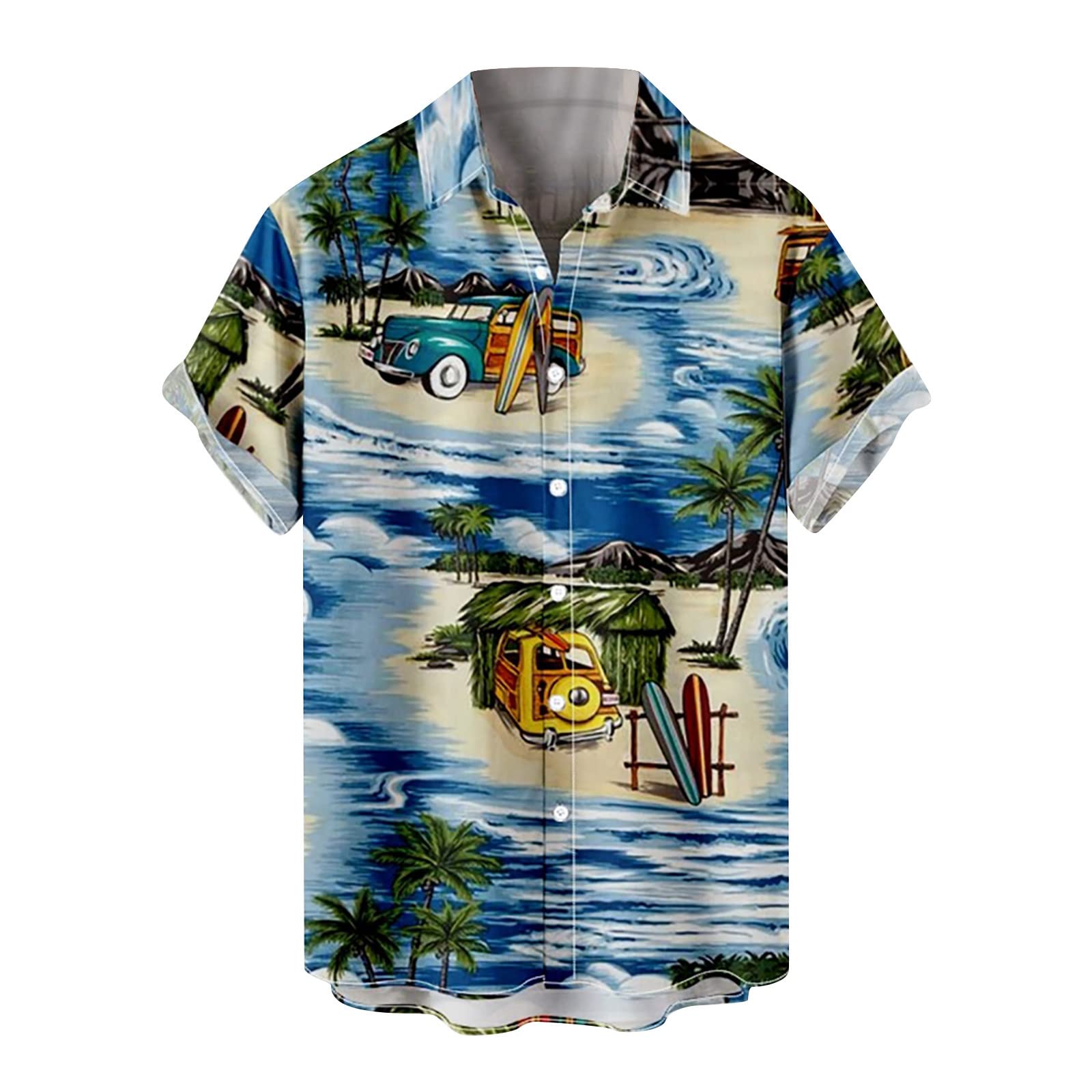 **Men's Hawaiian Shirt - Short Sleeve Casual Button Down Tropical Floral Aloha Shirt for Summer Beach Vacation, Luau Party & Outdoor Relaxation**