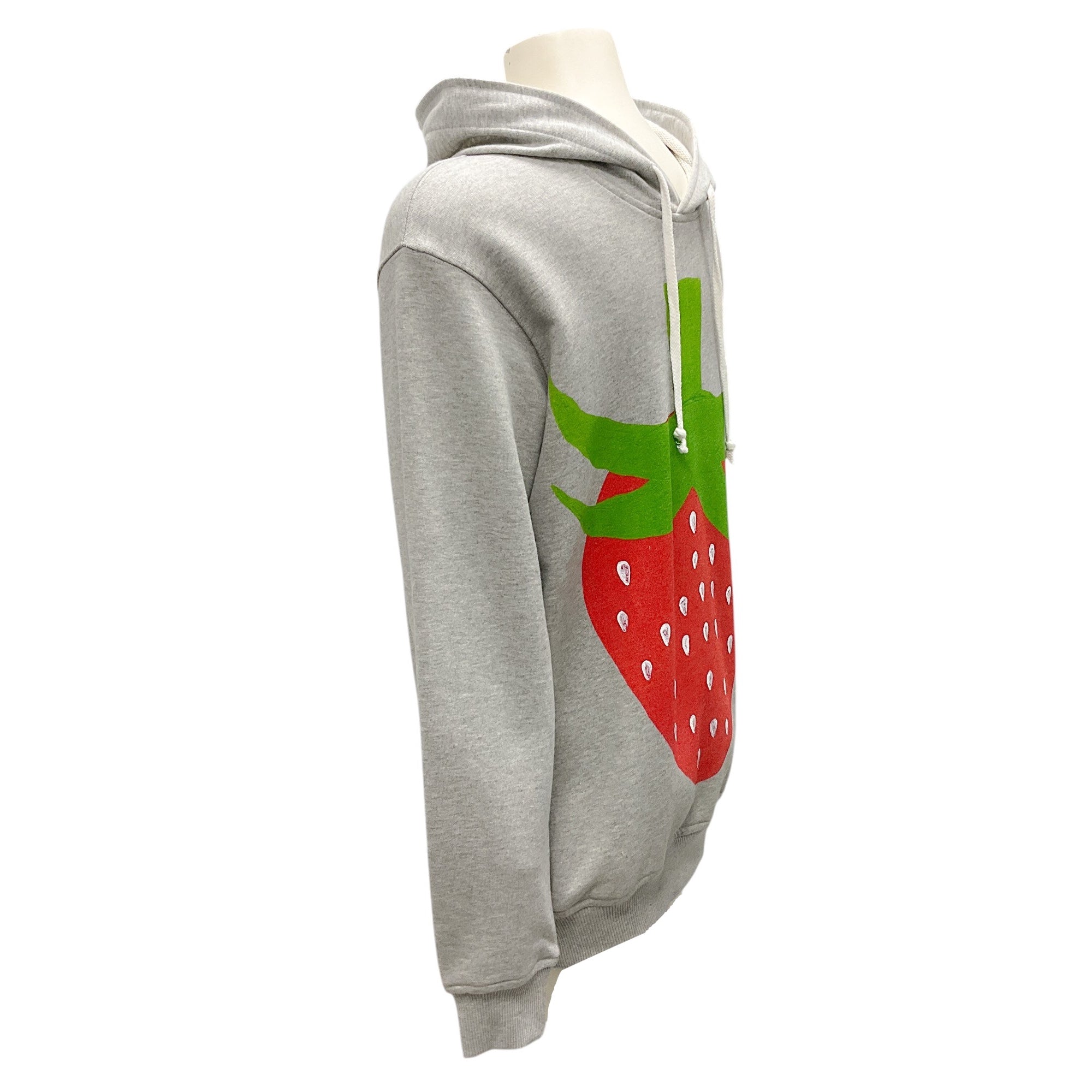 Comme des Garcons Men's Grey Hoodie with Big Strawberry Print - Streetwear Fashion for Casual Wear & Urban Style
