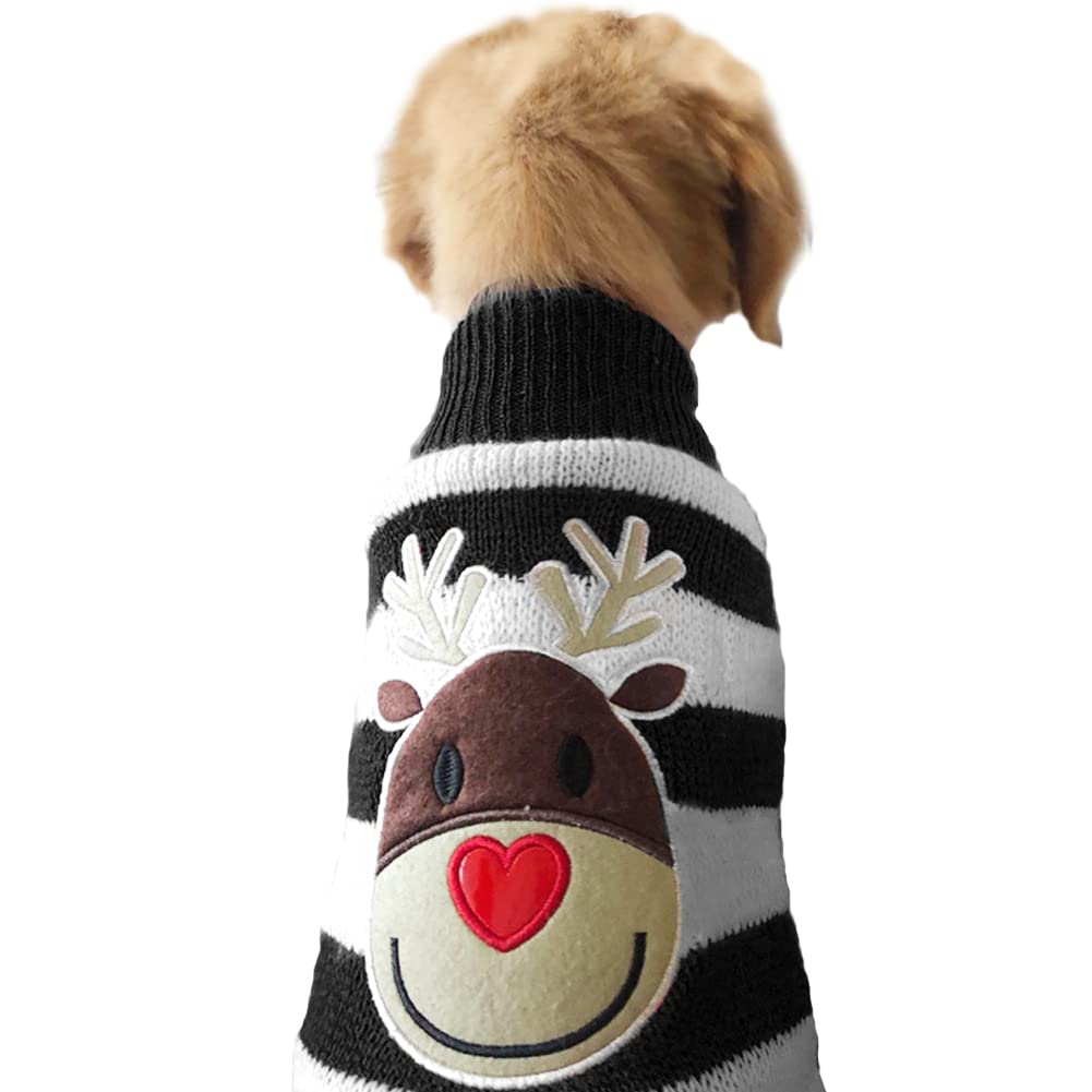 NACOCO Reindeer Christmas Dog Sweater for Small Dogs & Cats - Cozy Holiday Pet Outfit for Xmas Party & Winter Photos