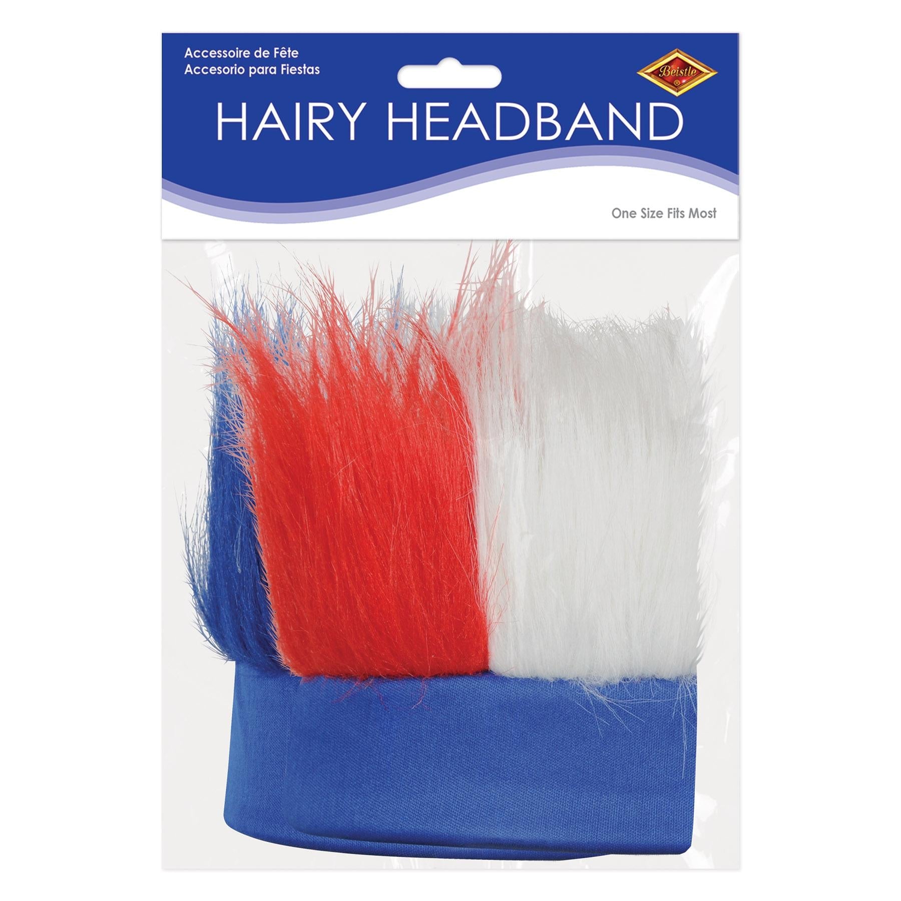 12 Pack Beistle Hairy Headbands - Patriotic Red White & Blue Costume Accessories for Halloween, Christmas & Themed Parties