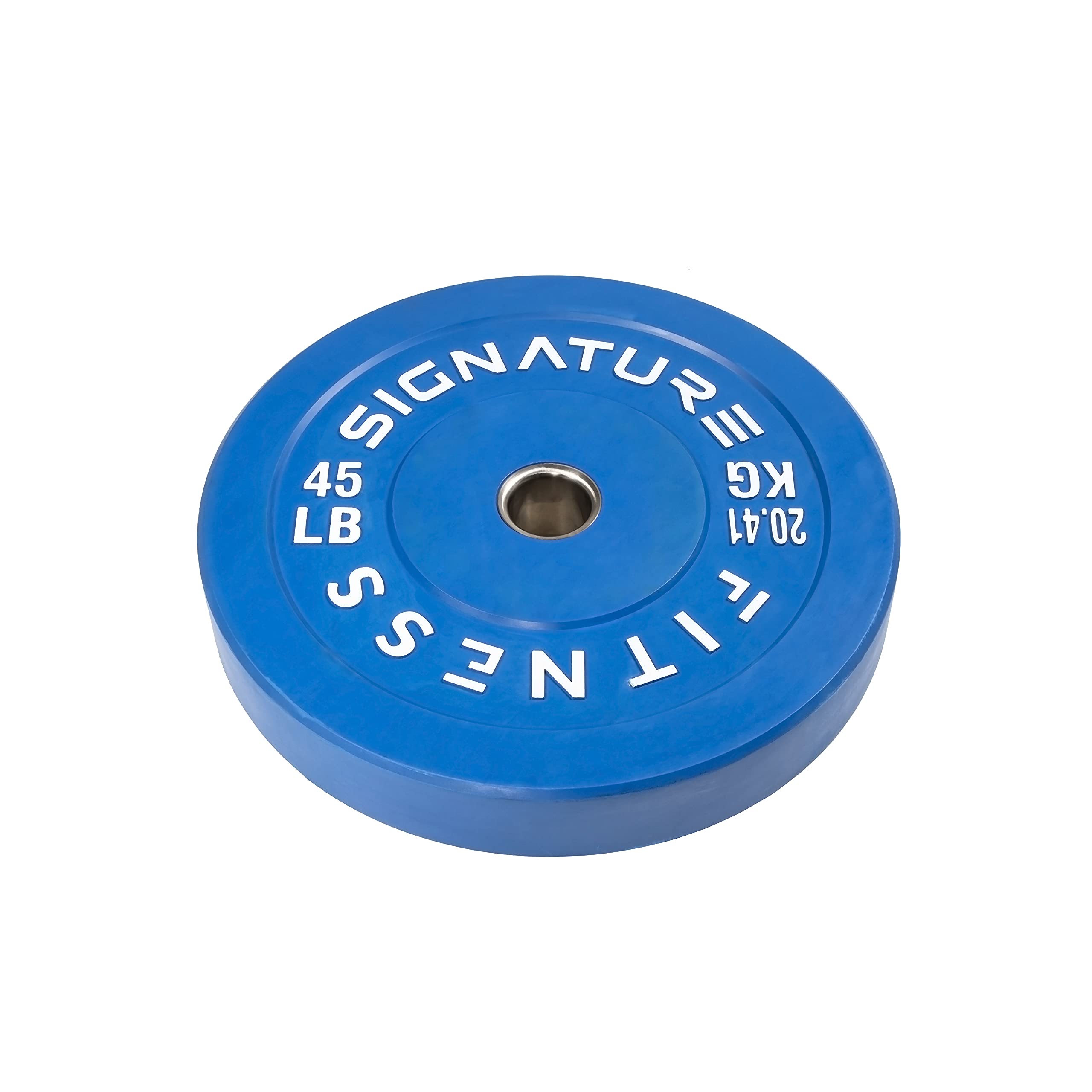 Signature Fitness 2 Inch Olympic Bumper Plates - 45LB Weight Plate with Steel Hub for CrossFit, Powerlifting & Home Gym - Durable Rubber Coated Bumper Plates for Weight Training & Strength Workouts