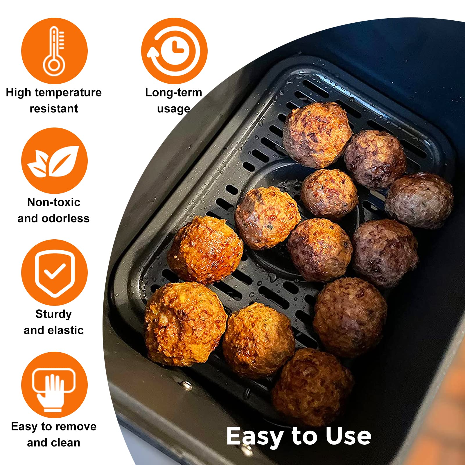 Ninja Air Fryer Replacement Baskets (2-Pack) with Rubber Pads – Compatible with Ninja Foodi DZ201, DZ100 & Other Air Fryers – Perfect for Healthy Cooking, Frying & Baking at Home