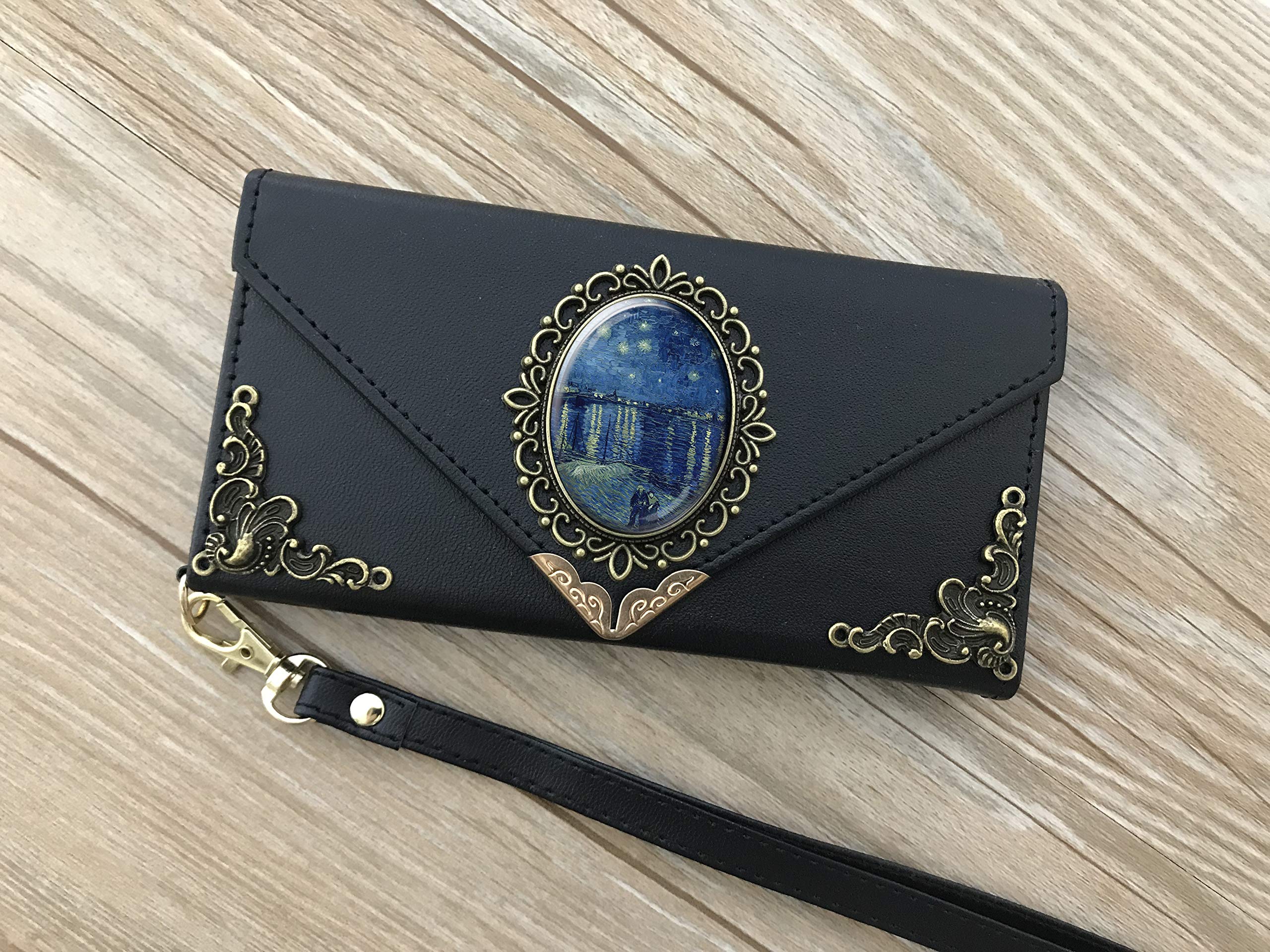 Starry Night PU Leather Wallet Phone Case for iPhone X/XS/XR/11/12/13/14/15/16 Pro Max & Galaxy S24/S23/S22/S21/S20 Ultra/S10/S9/Note 20/8/9/10 Plus - Slim Protective Cover with Card Slots | Perfect for Travel, Shopping & Everyday Use (Model MN1641)