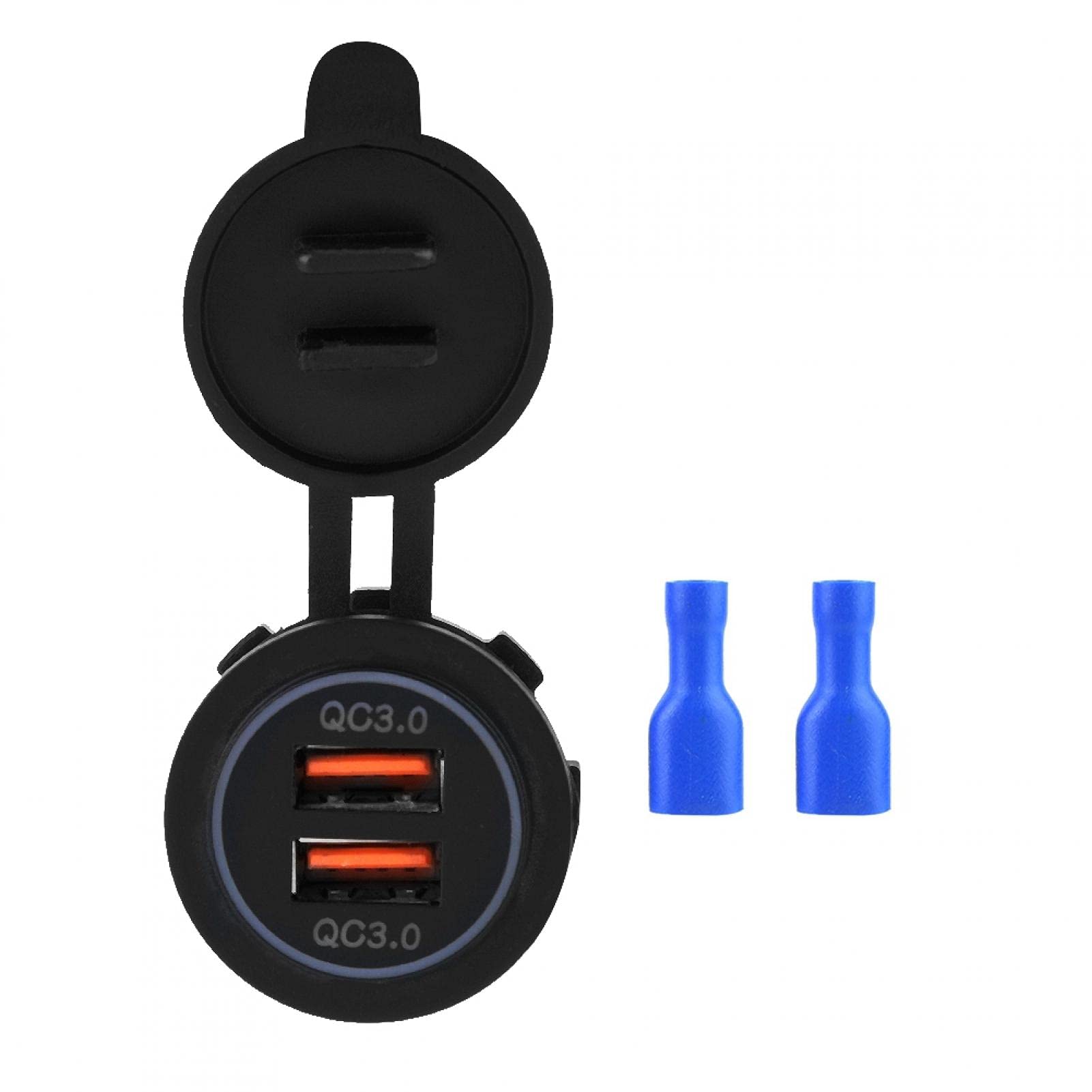 Dual QC3.0 Fast Charging USB Car Charger Socket - 12V/24V Compatible for Cars, Motorcycles & Boats | Quick Charge for Phones, Tablets & GPS Devices On The Go