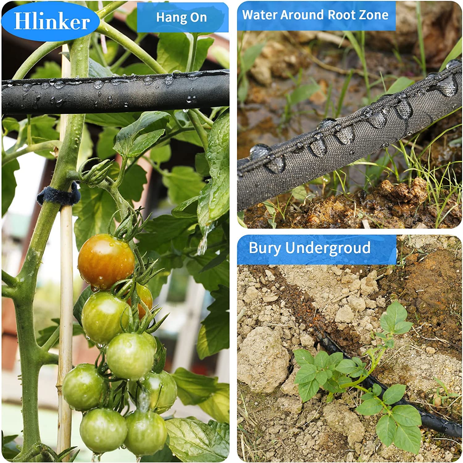 50-200FT Flat Soaker Hose for Garden Beds | 1/2
