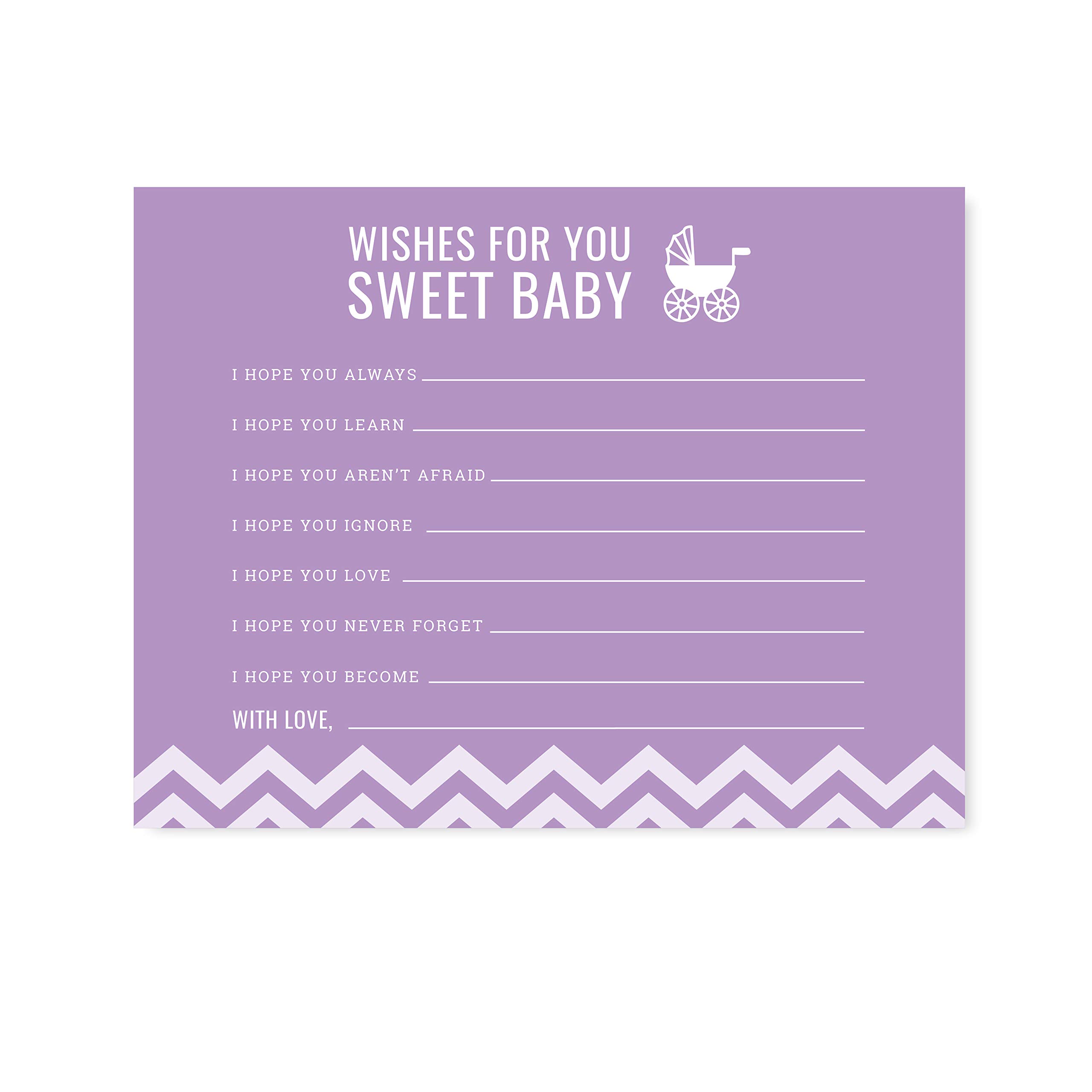 Andaz Press Lavender Chevron Baby Shower Decorations Set - 20-Pack with Games, Activities & Wishes Cards for Girls | Perfect for Baby Shower Party Decor & Gift Giving